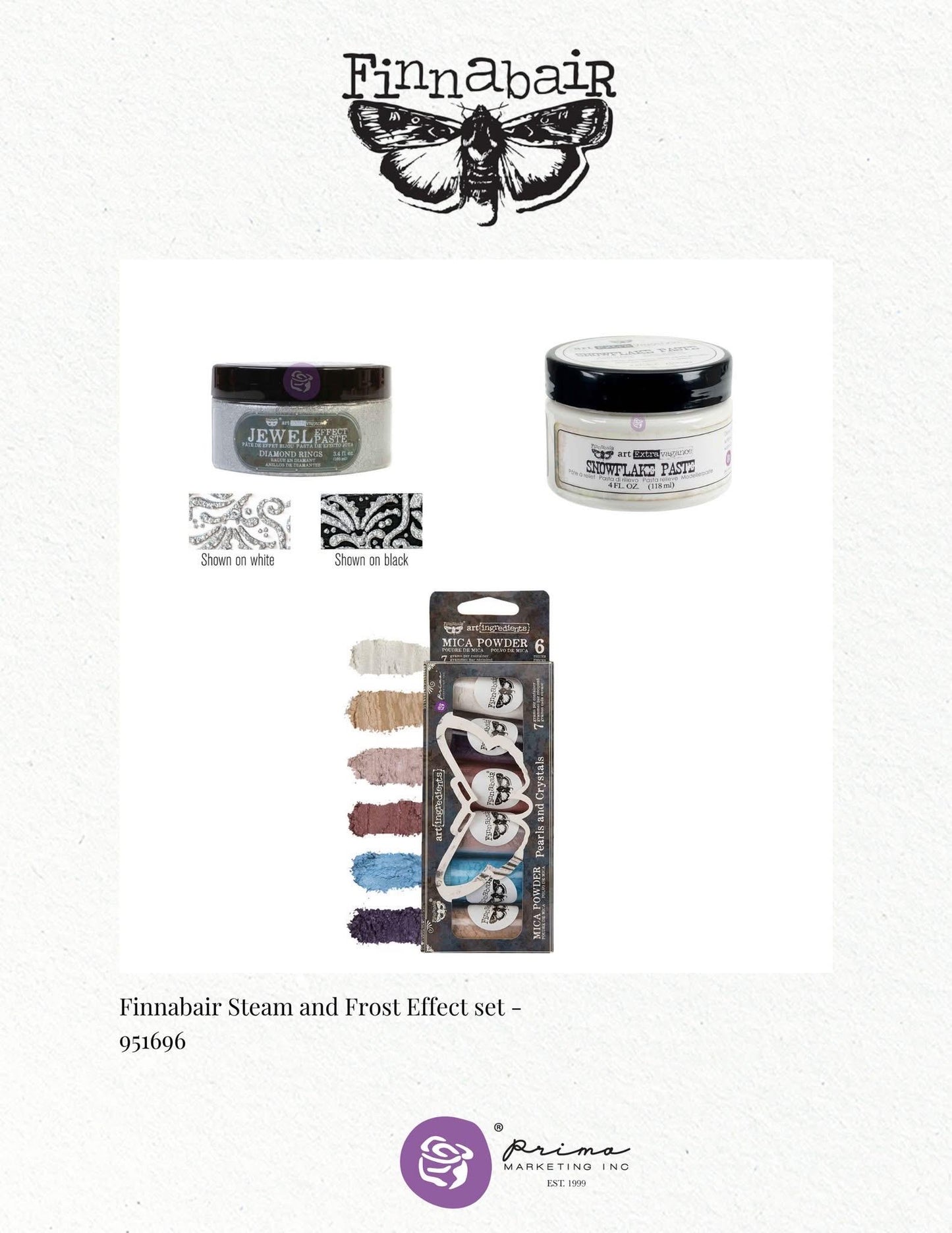 Steam and Frost, Set of 3 | Finnabair | 2 effect pastes, 1 Mica Powder Set | Prima, Inc.