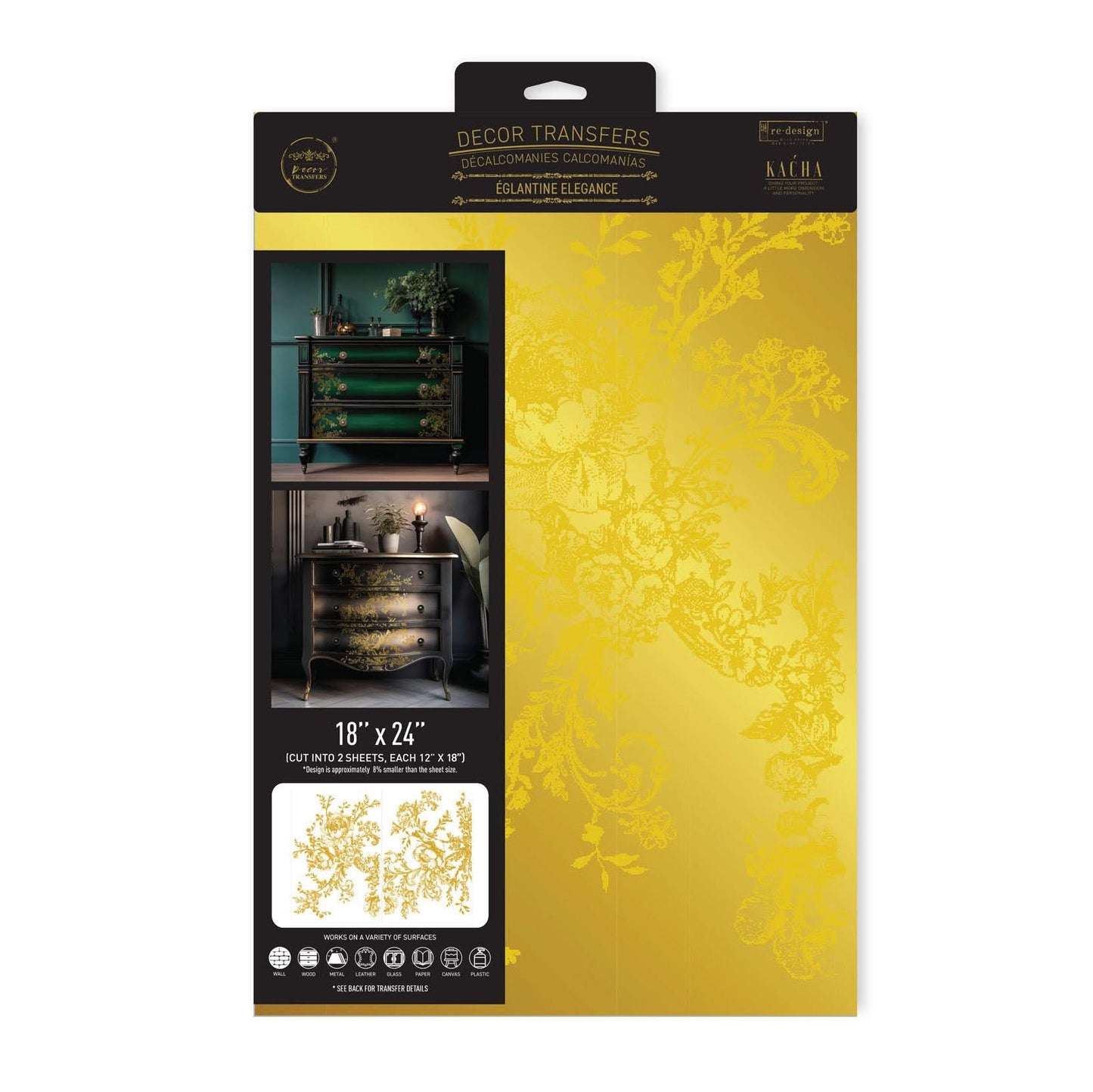 Large Decor Transfers® - Eglantine Elegance | Gold Foil | 18 x 24” | Redesign with Prima