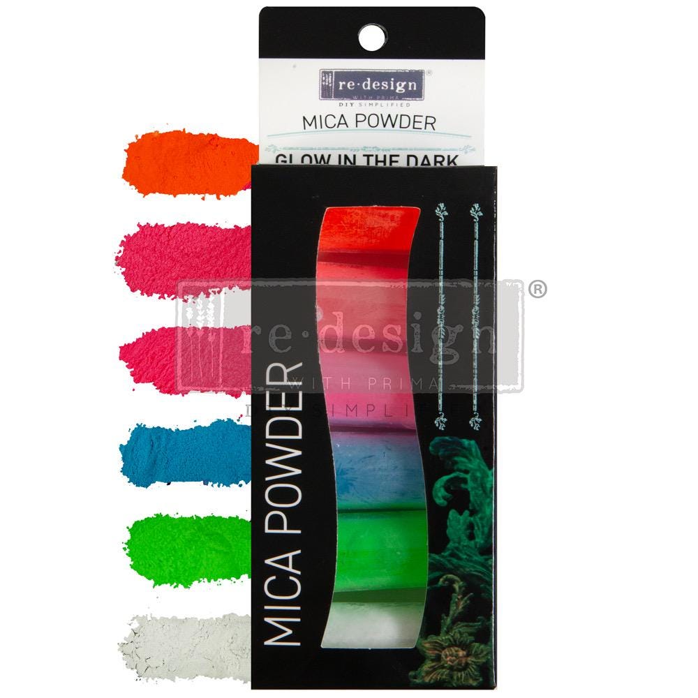 Mica Powder Set: Glow in the Dark | 6 vials, 5 grams each | Redesign with Prima