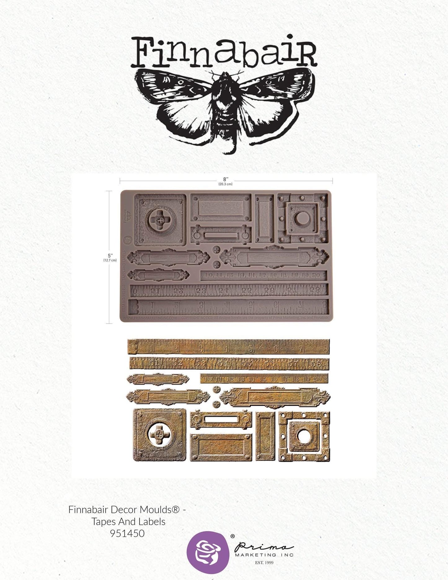Decor Mould® - Tapes and Labels Mould | 5"x8" | Finnabair | Redesign with Prima