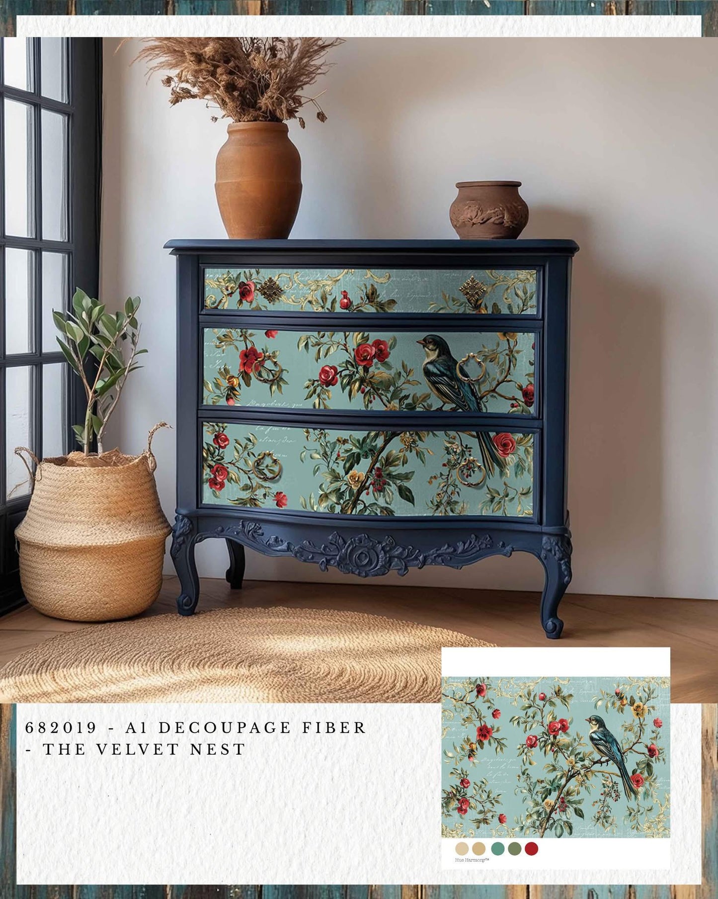A1 Decoupage Fiber - The Velvet Nest | 23.4 x 33.1” | Redesign with Prima