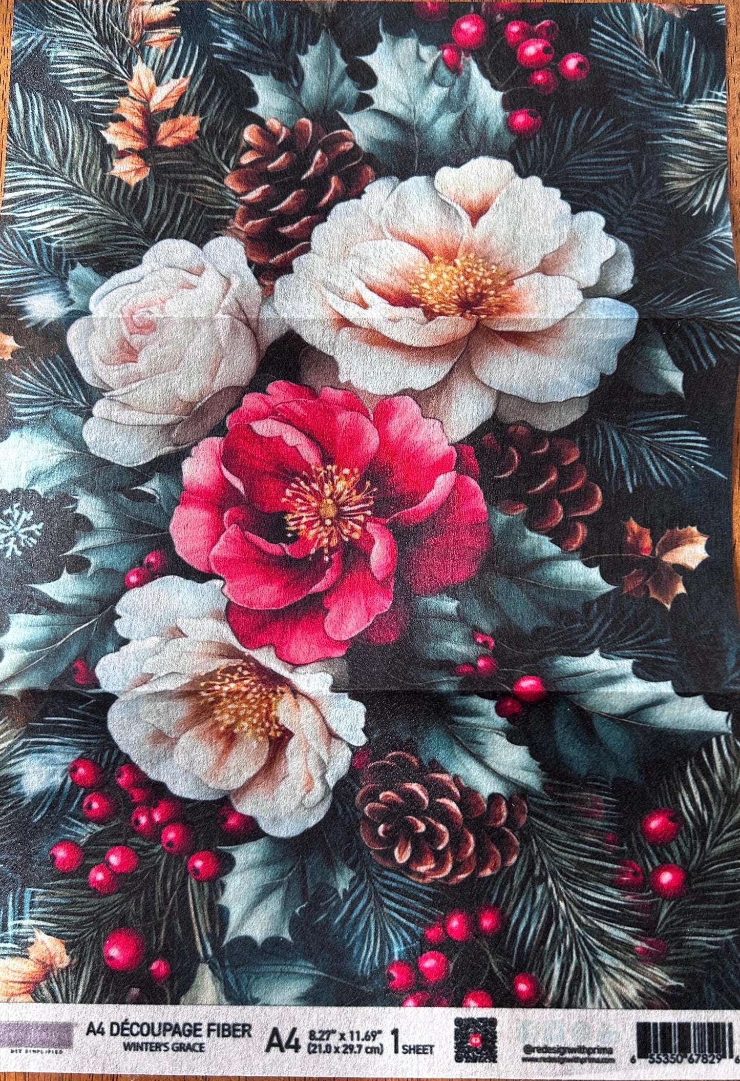 A4 Decoupage Fiber - Winter's Grace | 8.3"x11.7" |  Redesign with Prima