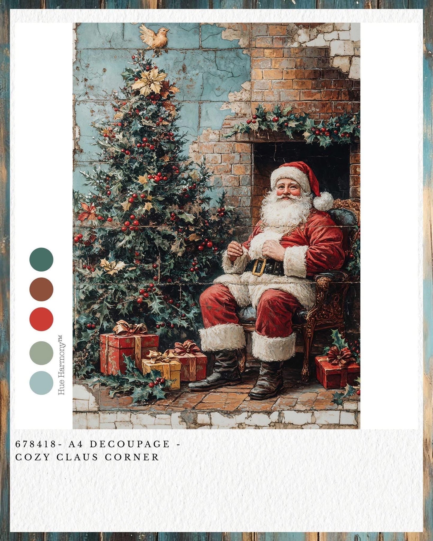 A4 Decoupage Fiber - Cozy Claus Corner | 1 sheet, 8.3"x11.7" | Redesign with Prima