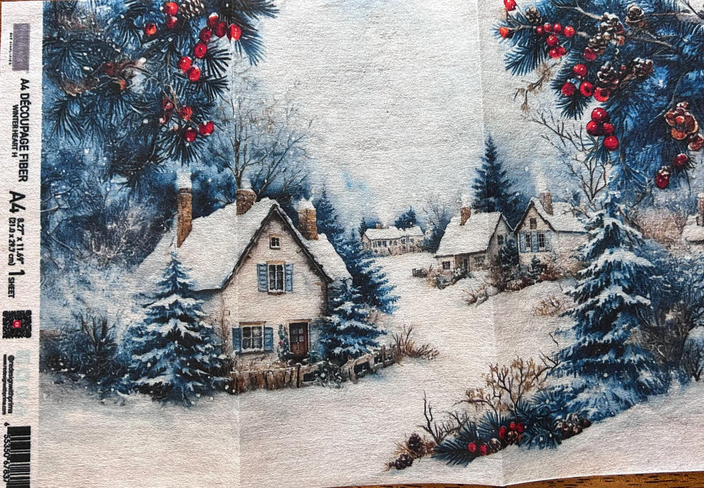 A4 Decoupage Fiber - Winter Hearth | 8.3"x11.7"| Redesign with Prima