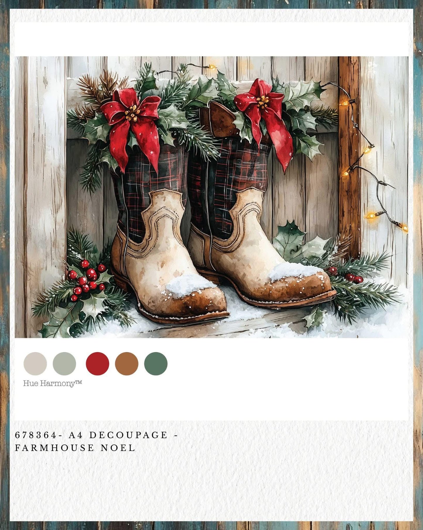 A4 Decoupage Fiber - Farmhouse Noel | 1 sheet, 8.3"x11.7" | Redesign with Prima