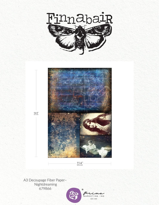 A3 Decoupage Fiber - Nightdreaming | 1 sheet, 11.7"x16.5" | Finnabair | Prima Marketing Inc