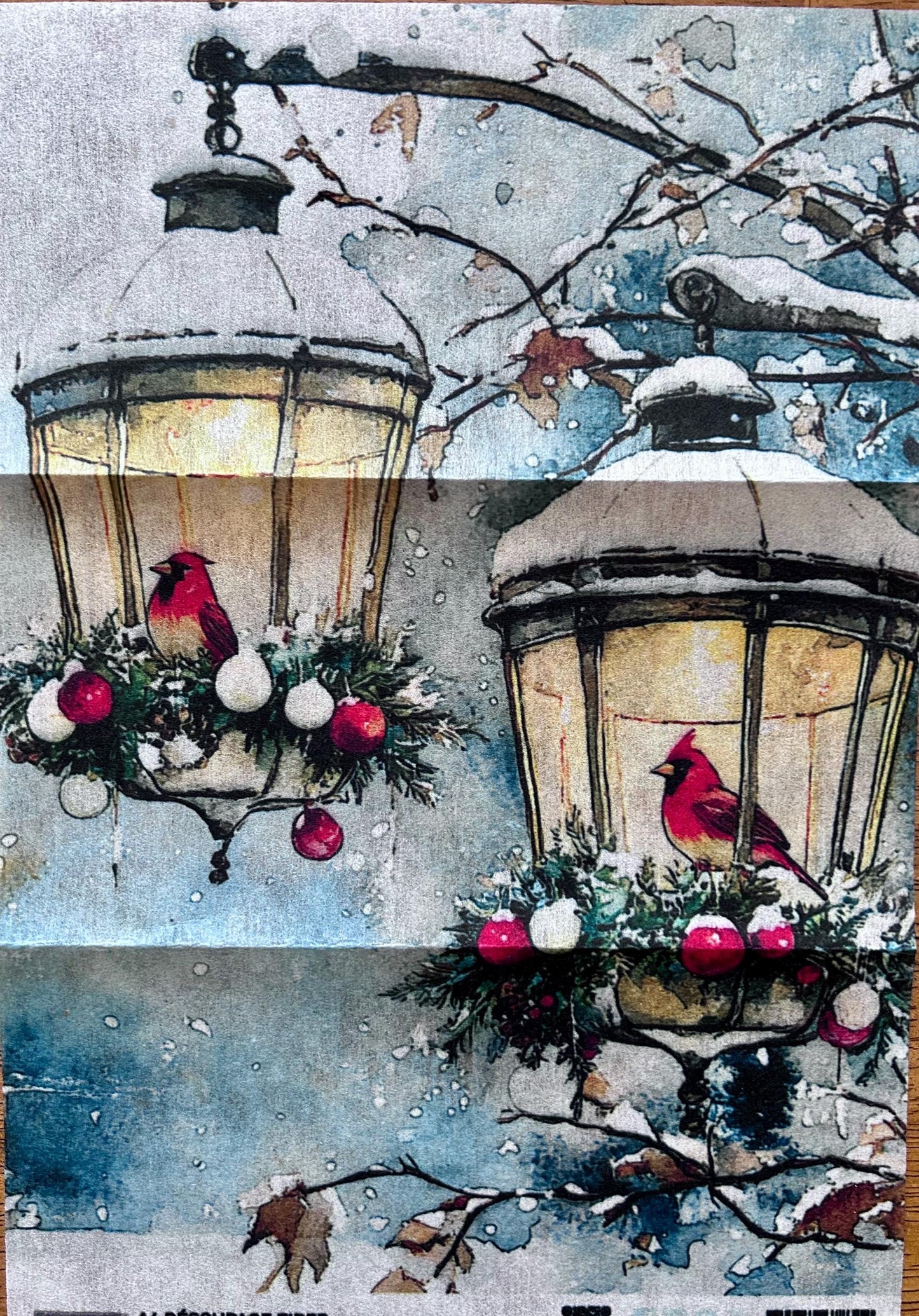 A4 Decoupage Fiber - Cardinal Christmas | 1 sheet, 8.3"x11.7" | Redesign with Prima