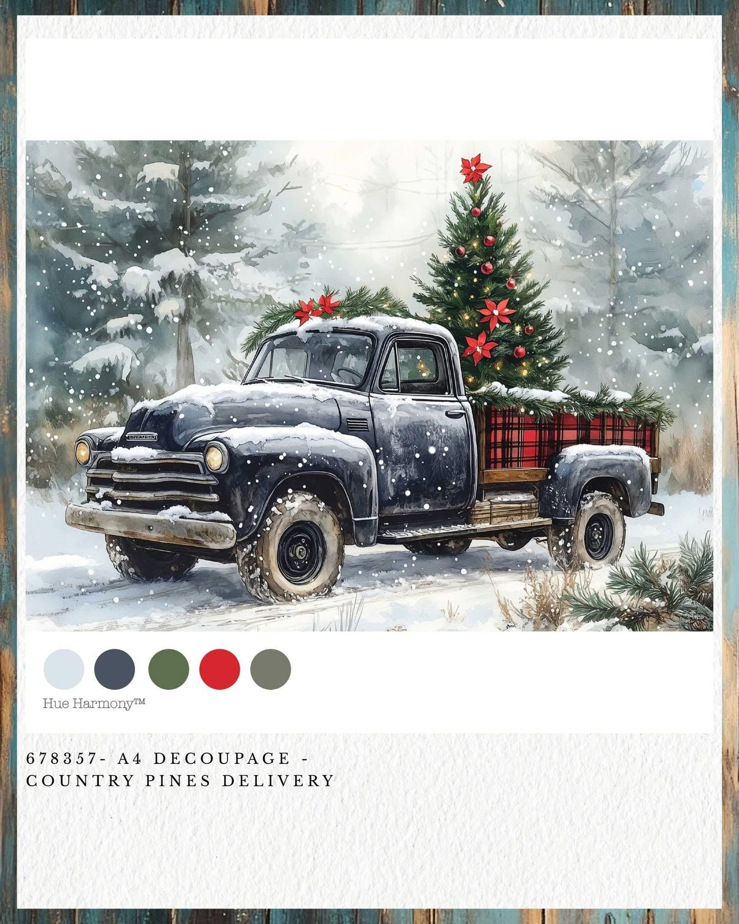 A4 Decoupage Fiber - Country Pines Delivery | 1 sheet, 8.3"x11.7" | Redesign with Prima