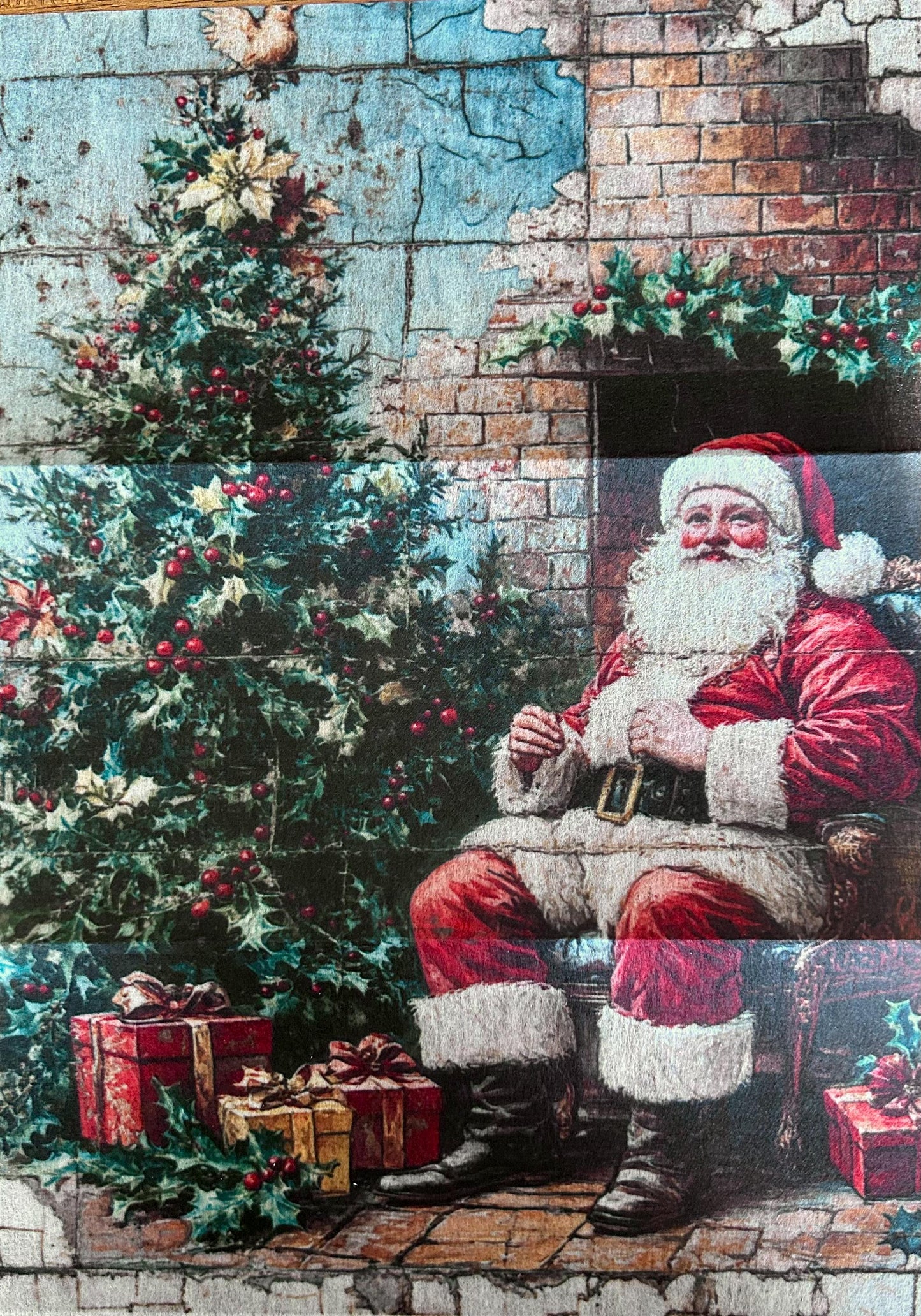 A4 Decoupage Fiber - Cozy Claus Corner | 1 sheet, 8.3"x11.7" | Redesign with Prima