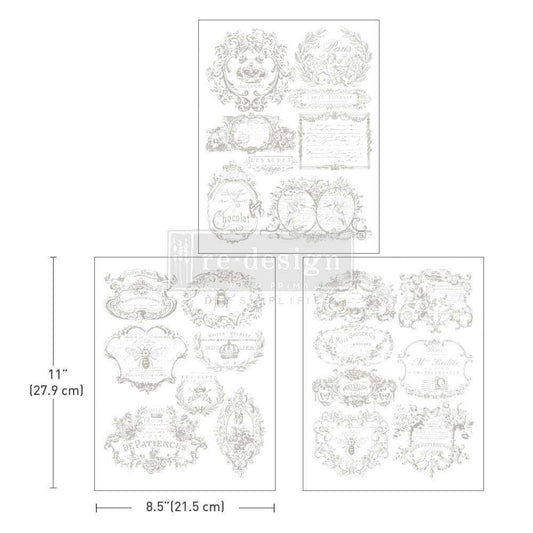 Middy Decor Transfers® - Vintage Labels II | 3 sheets, 8.5”x11” | Redesign with Prima