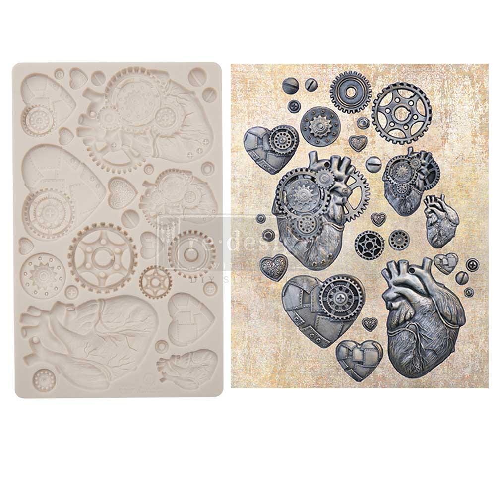 Decor Mould® - Steampunk Hearts | 5”x8”x8mm | Finnabair | Redesign with Prima