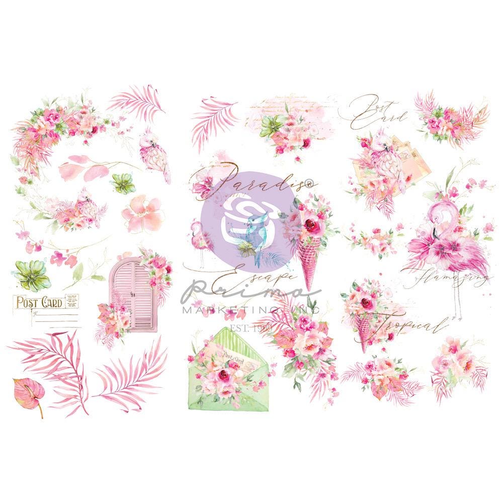 Postcards from Paradise Collection Mini Transfer | 6"x9"| Prima Marketing Inc.