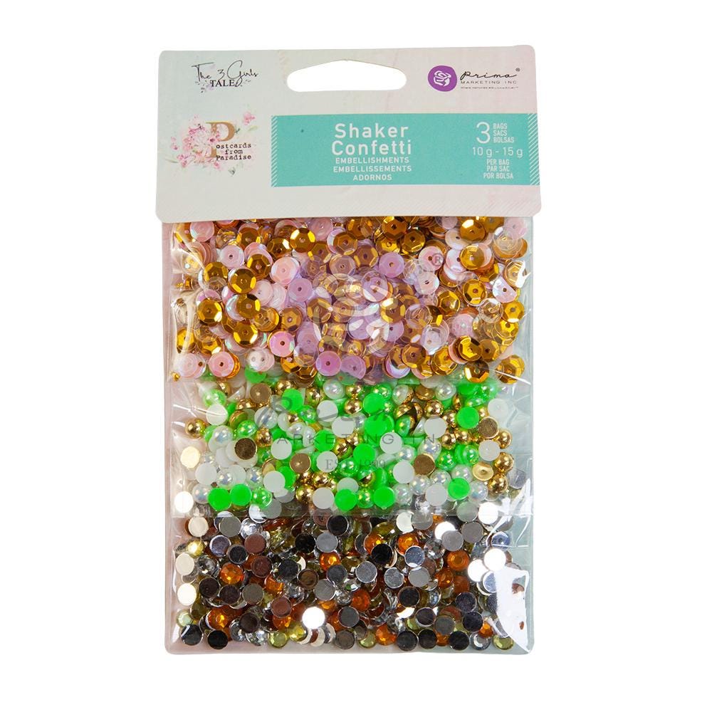 Postcards from Paradise Collection Shaker Confetti | 3 bags, 10-15 grams each | Prima Marketing Inc