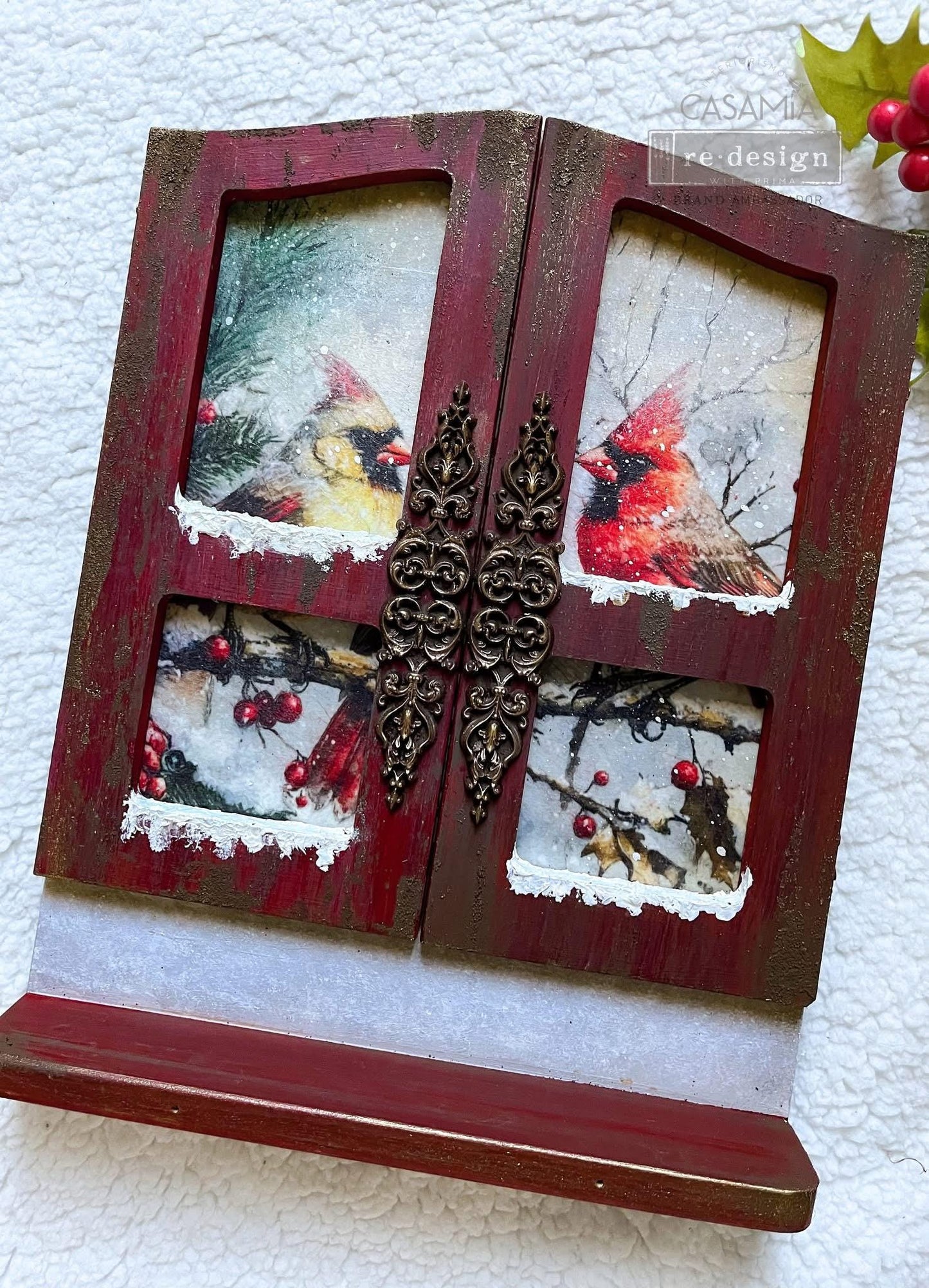 A4 Decoupage Fiber - Crimson Noel | 1 sheet, 8.3"x11.7" | Redesign with Prima