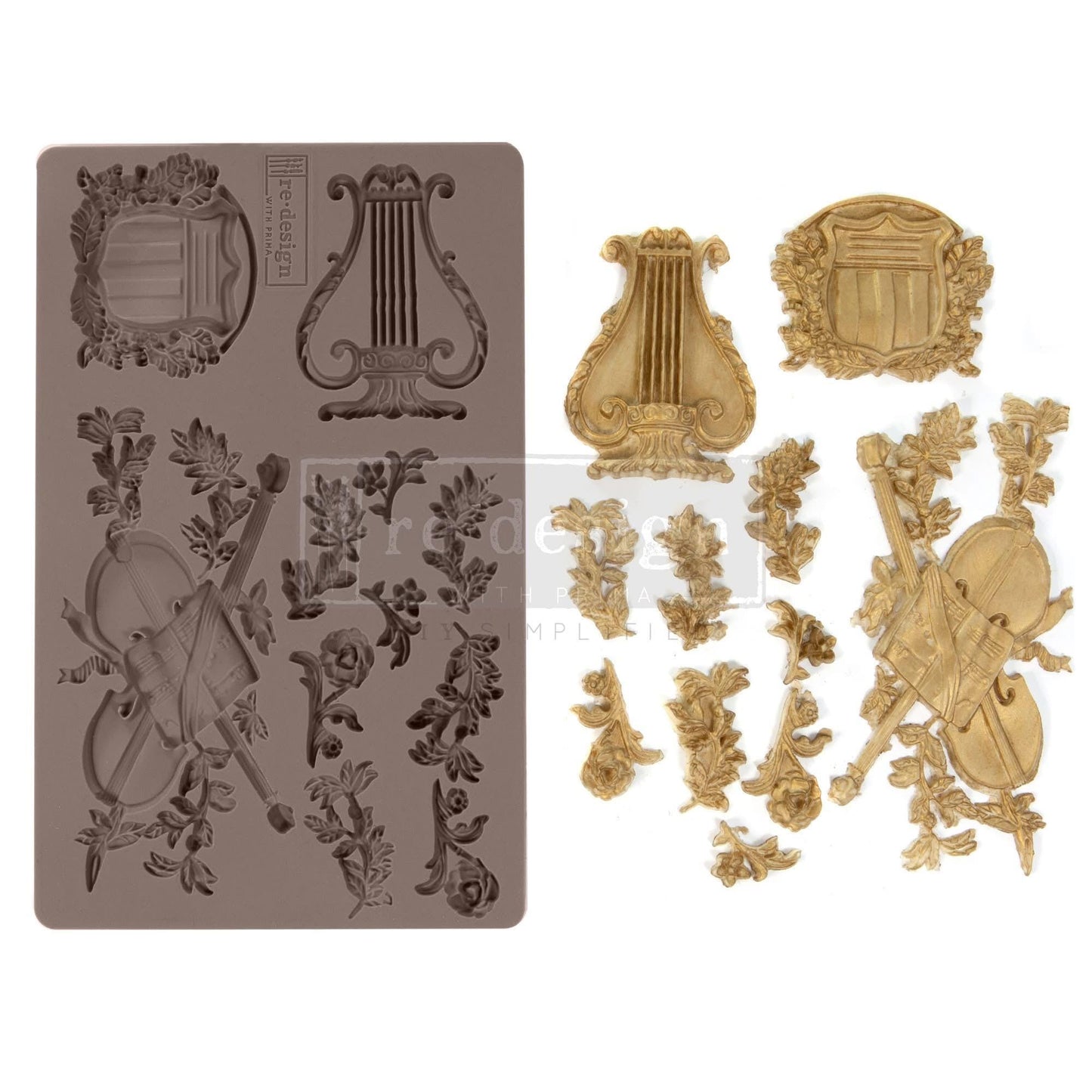 Musical Journey Decor Moulds® | Harp, Violin | 1 pc, 5”x8”x8mm | Redesign with Prima