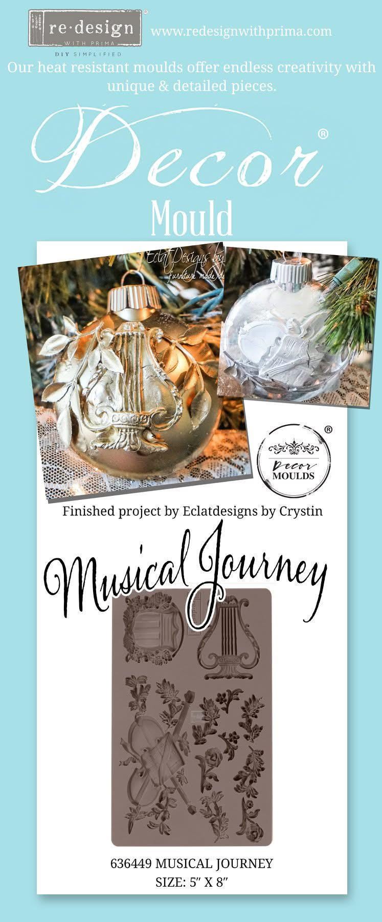 Musical Journey Decor Moulds® | Harp, Violin | 1 pc, 5”x8”x8mm | Redesign with Prima