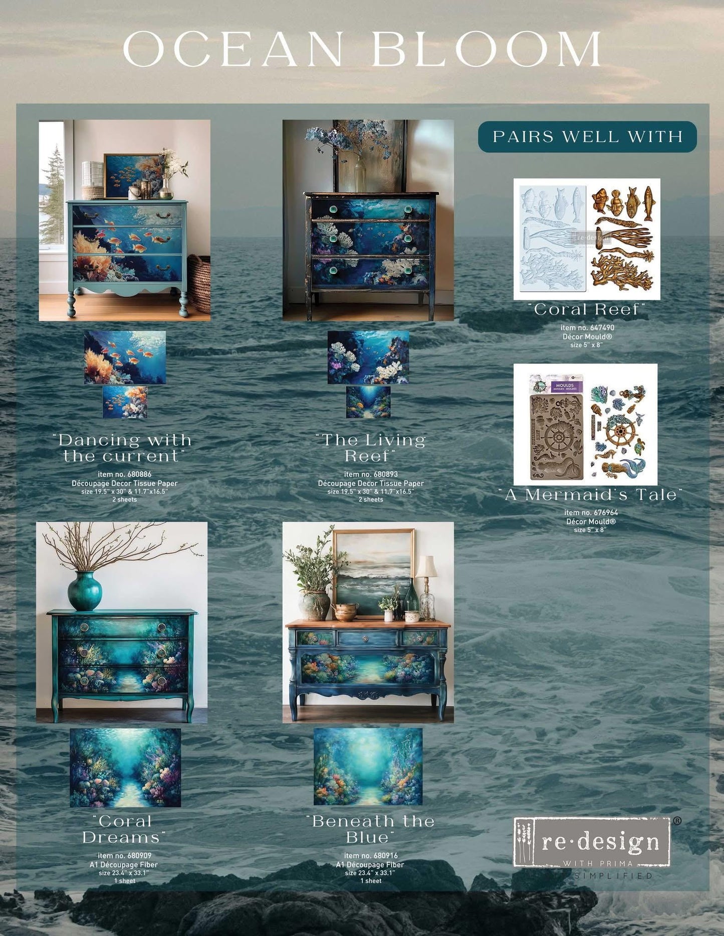 Double Delight Decoupage Fiber Set - Dancing with the Current | 2 sizes | Redesign with Prima