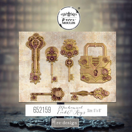 Decor Mould® - Mechanical Locks and Keys | 5”x8”x8mm | Redesign with Prima