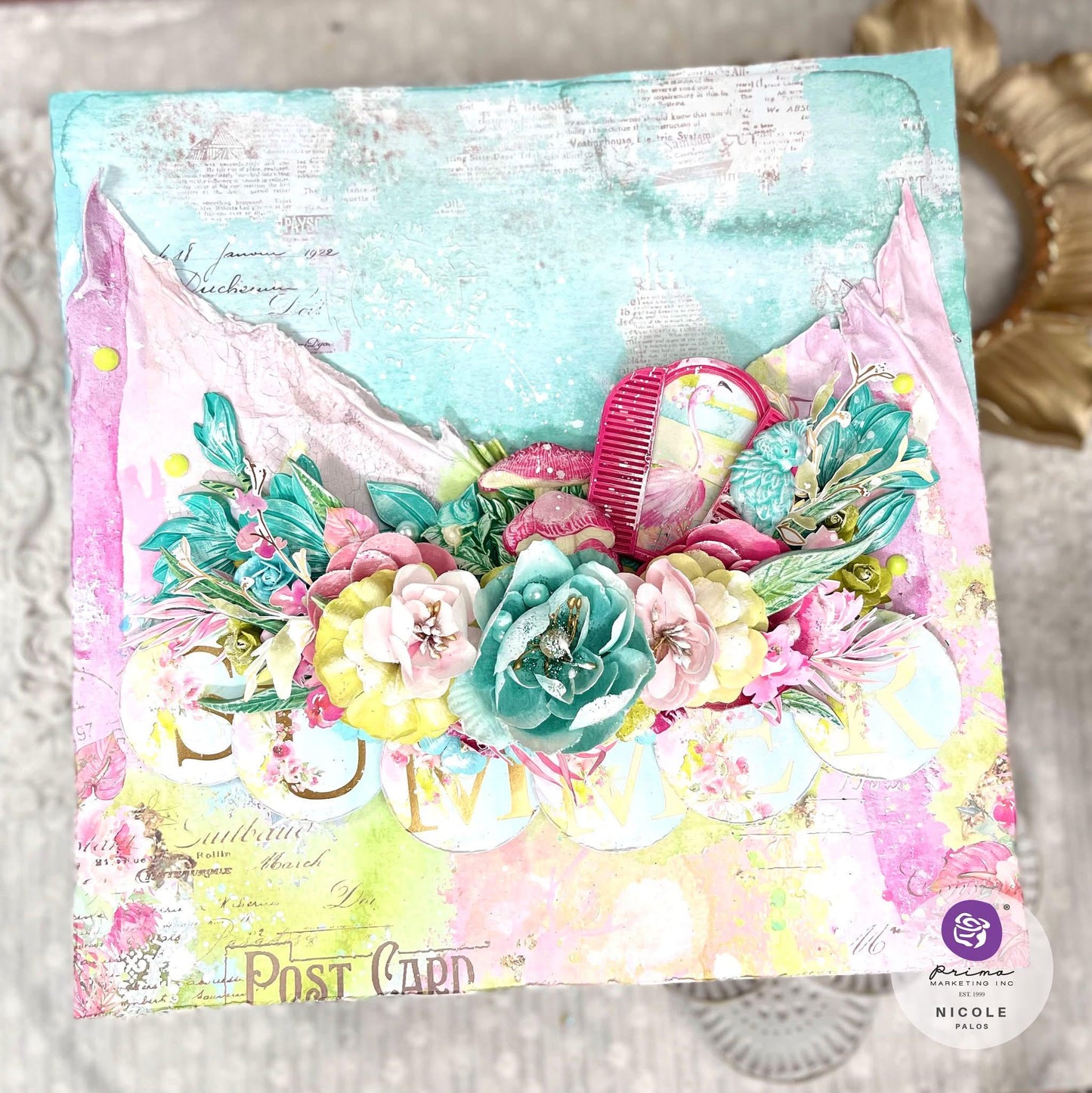 Postcards from Paradise Collection Flowers - Soft Breeze, 4 pcs | Three Girls Tale | Prima Marketing Inc