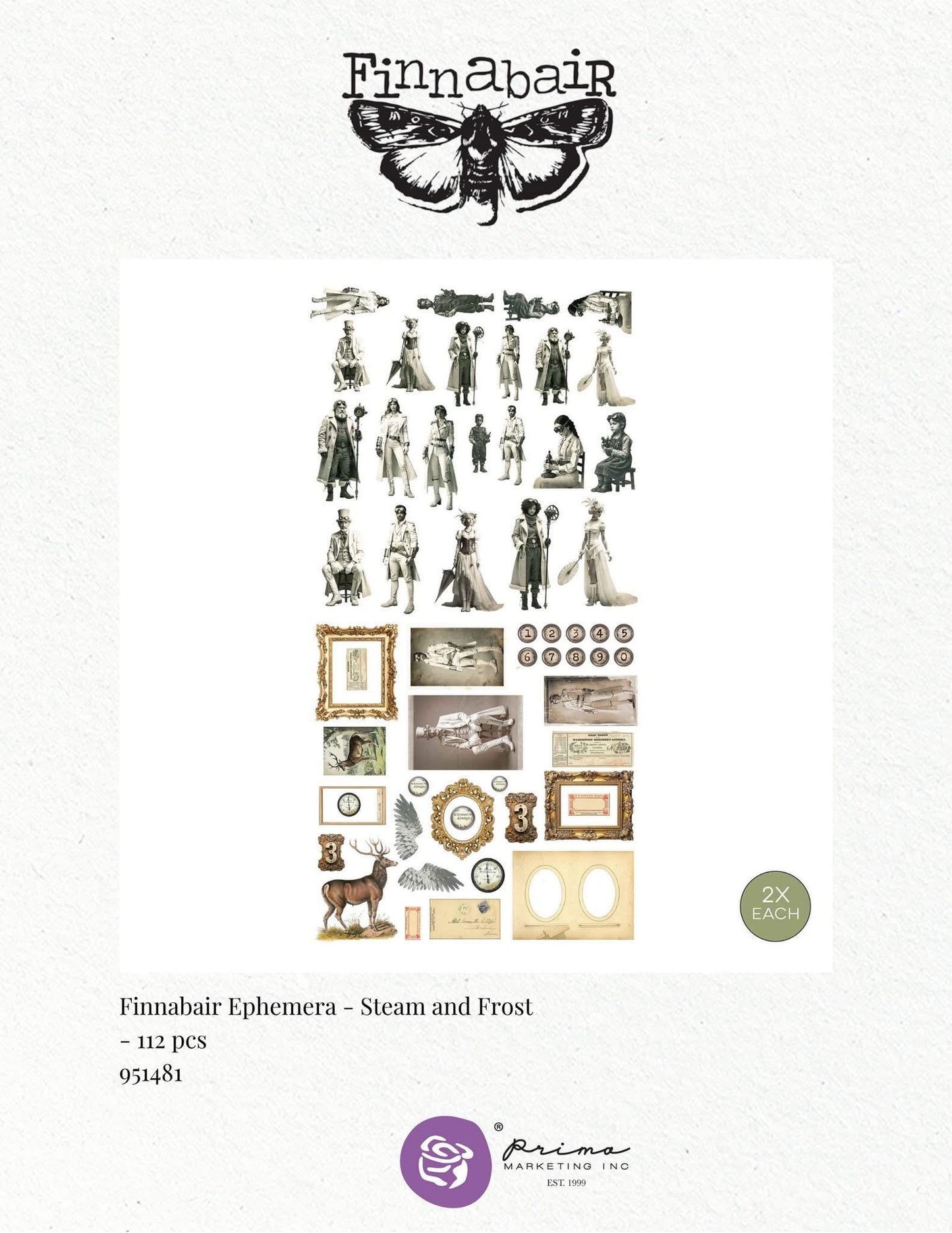 Steam and Frost Collection Ephemera, 112 pcs | Finnabair | Prima Marketing Inc.