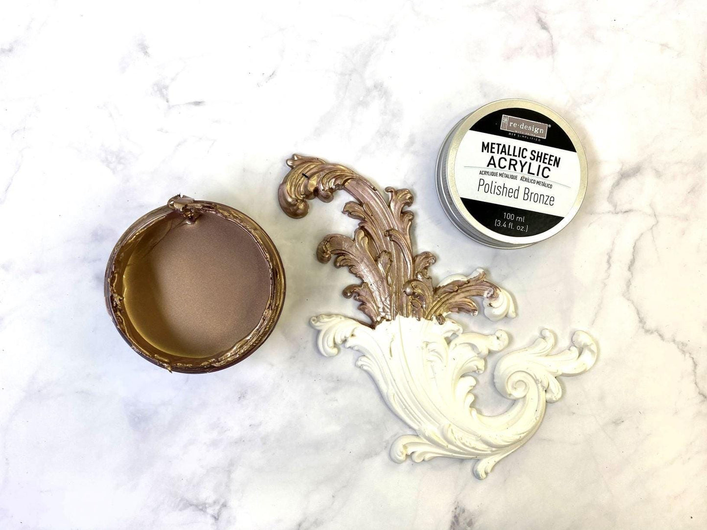 Metallic Sheen - Polished Bronze | Acrylic Paint |  1 Tin, 100 ml | Redesign with Prima