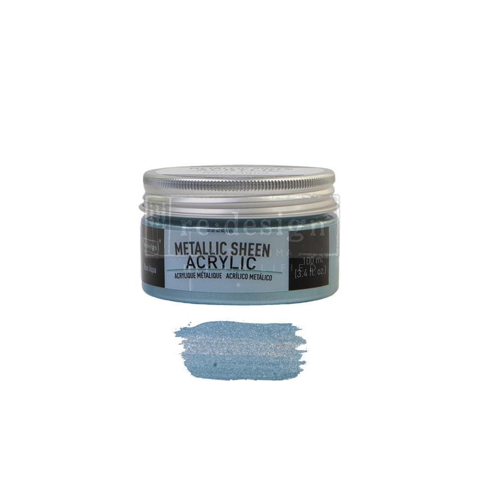 Metallic Sheen - Rare Aqua | Acrylic Paint |  1 Tin, 100 ml | Redesign with Prima