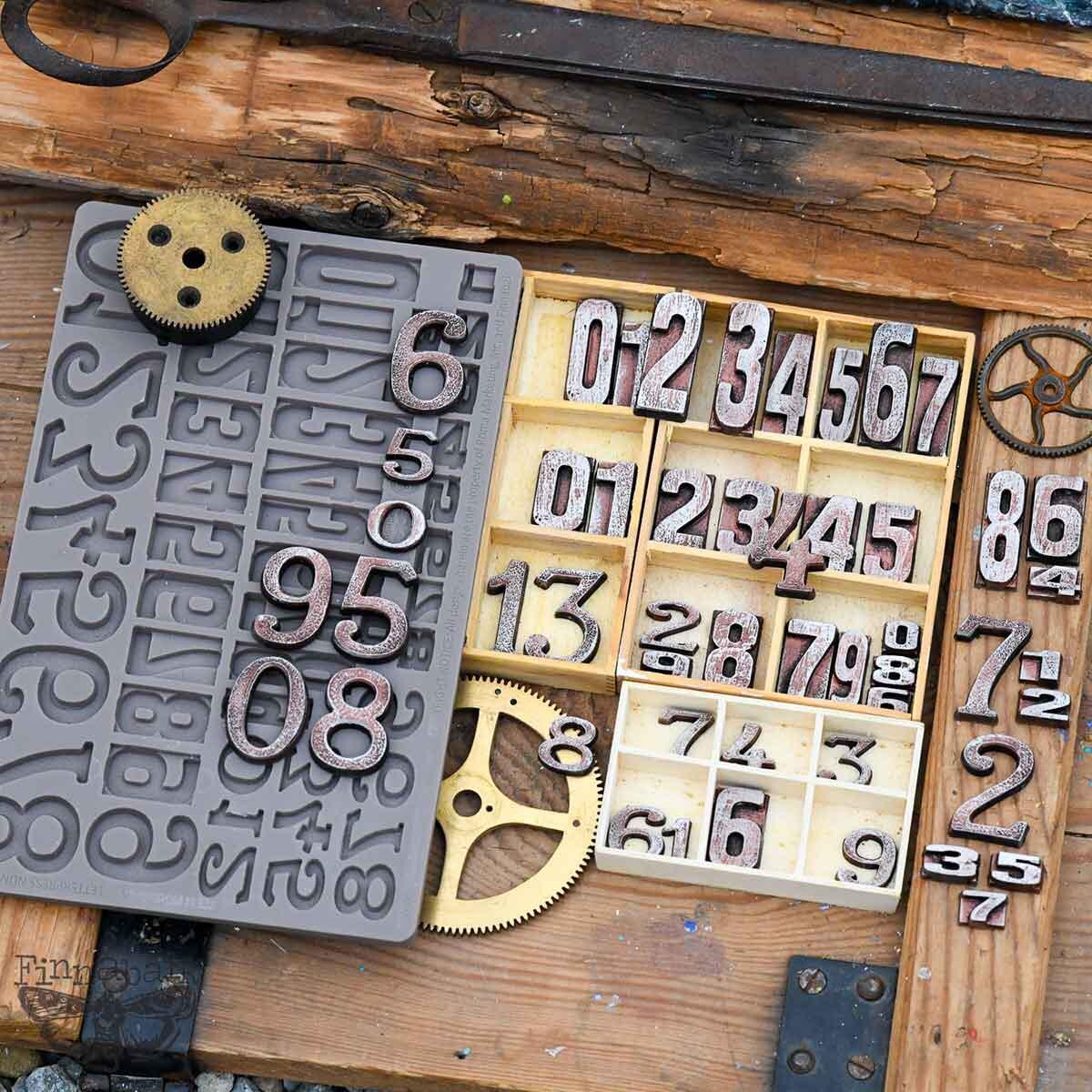 Letterpress Numbers Mould | 1 pc, 5"x8" | Print Shop Numerals | Finnabair