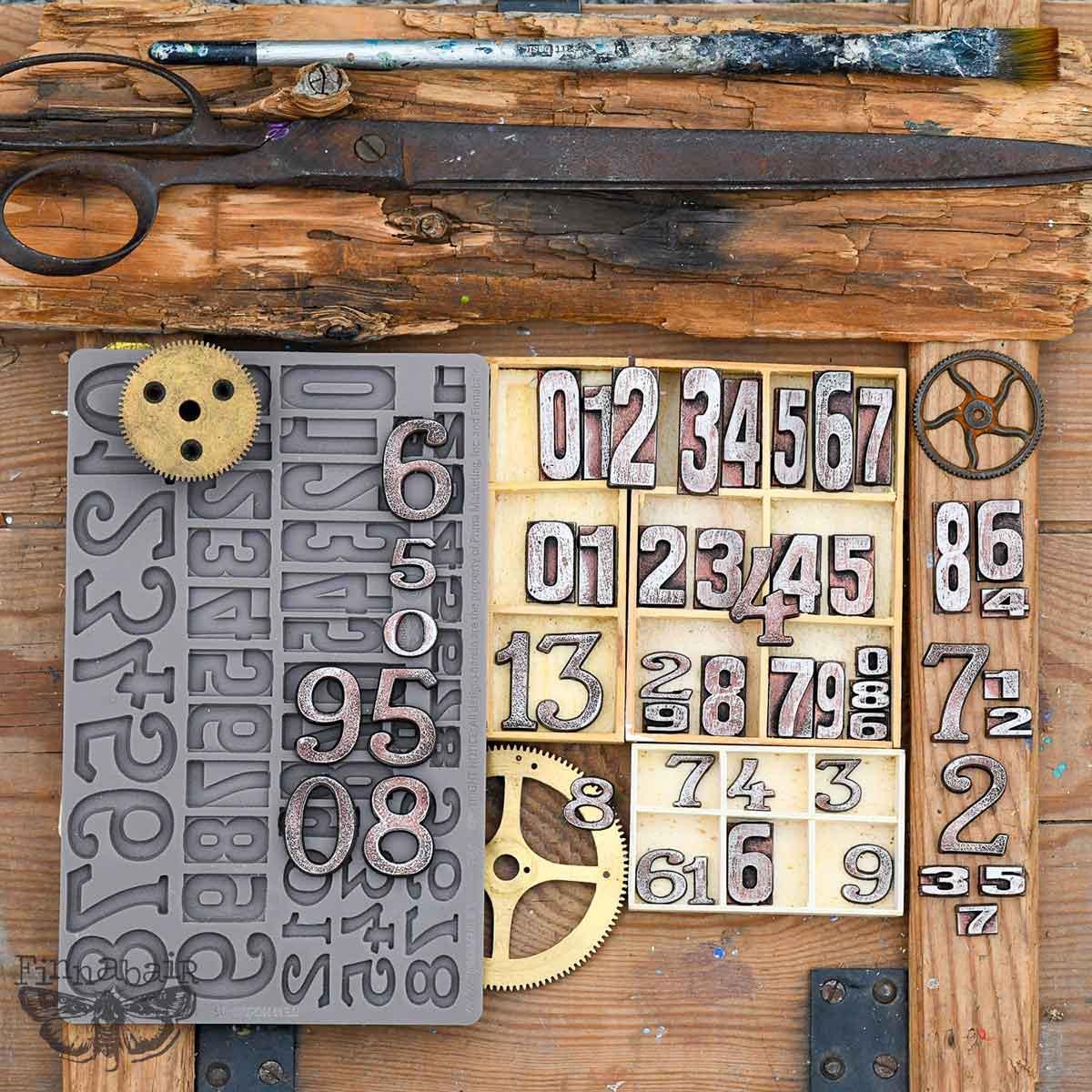 Letterpress Numbers Mould | 1 pc, 5"x8" | Print Shop Numerals | Finnabair
