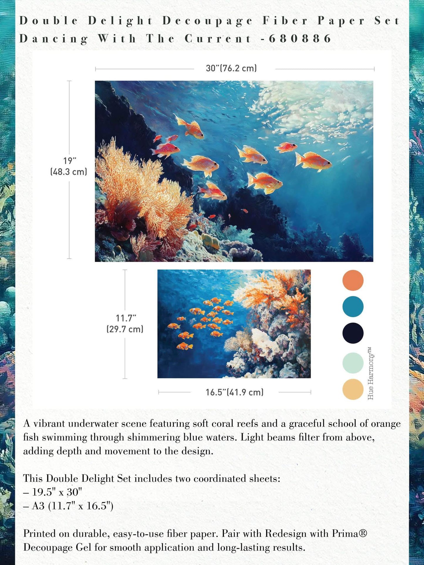 Double Delight Decoupage Fiber Set - Dancing with the Current | 2 sizes | Redesign with Prima