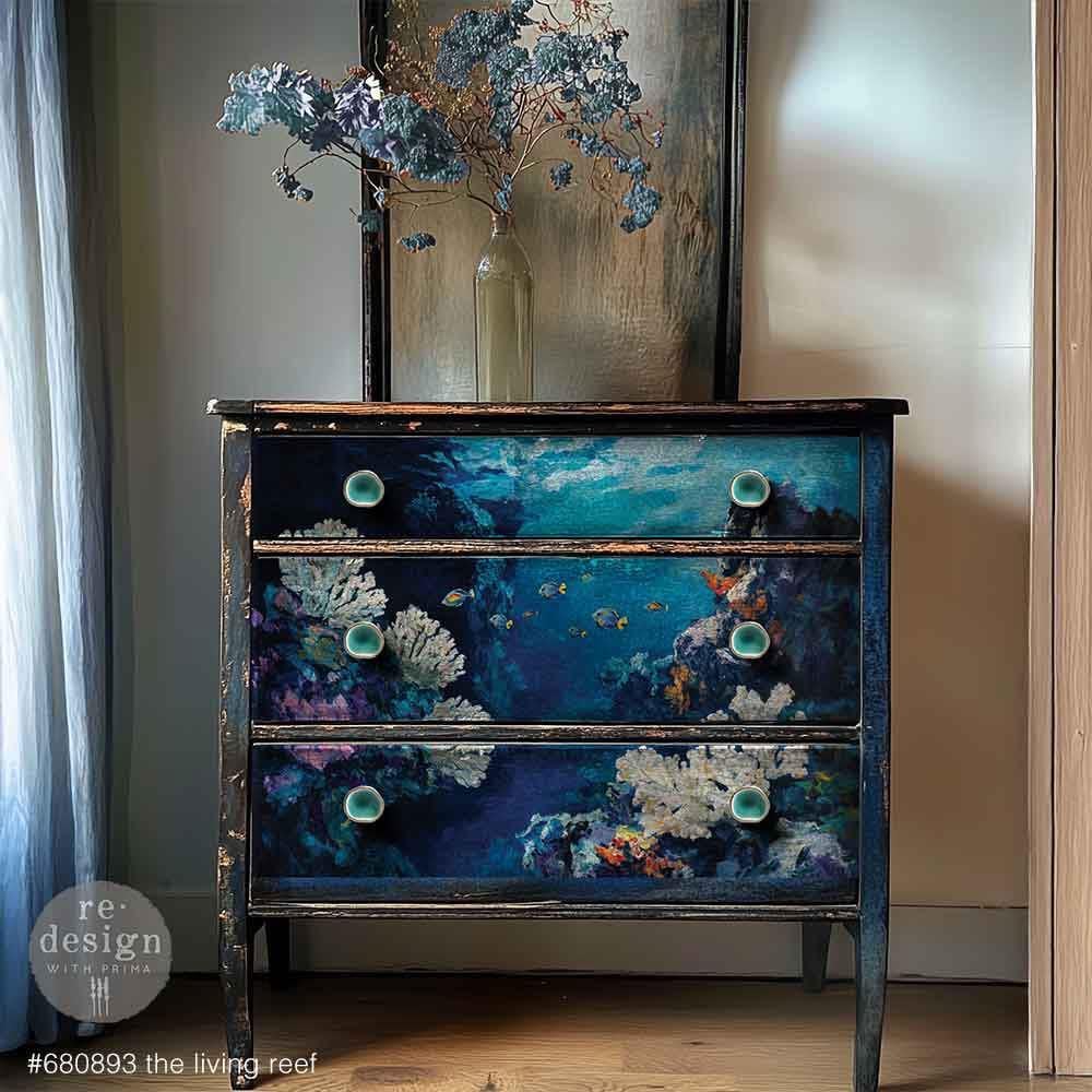 Double Delight Decoupage Fiber Paper Set - The Living Reef | 2 sizes-19”x30, 11.7"x16.5" | Redesign with Prima