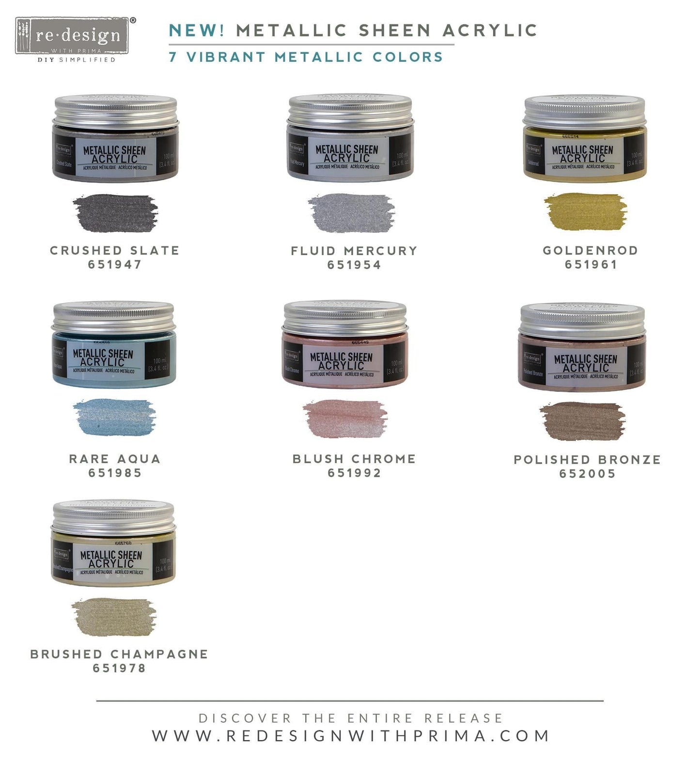 Metallic Sheen- Brushed Champagne | Acrylic Paint |  1 Tin, 100 ml | Redesign with Prima