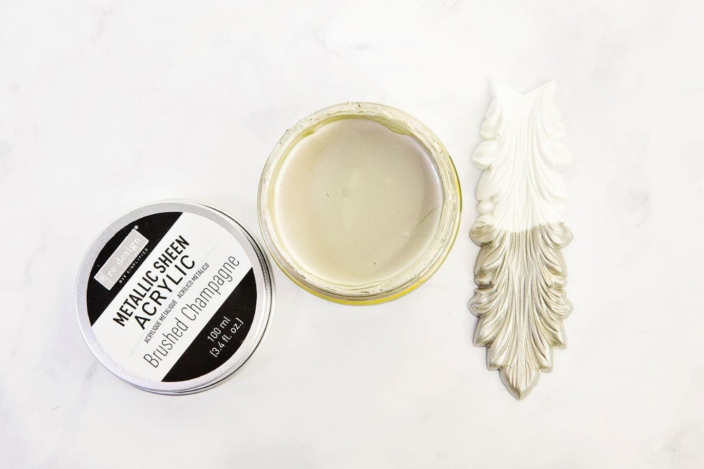 Metallic Sheen- Brushed Champagne | Acrylic Paint |  1 Tin, 100 ml | Redesign with Prima