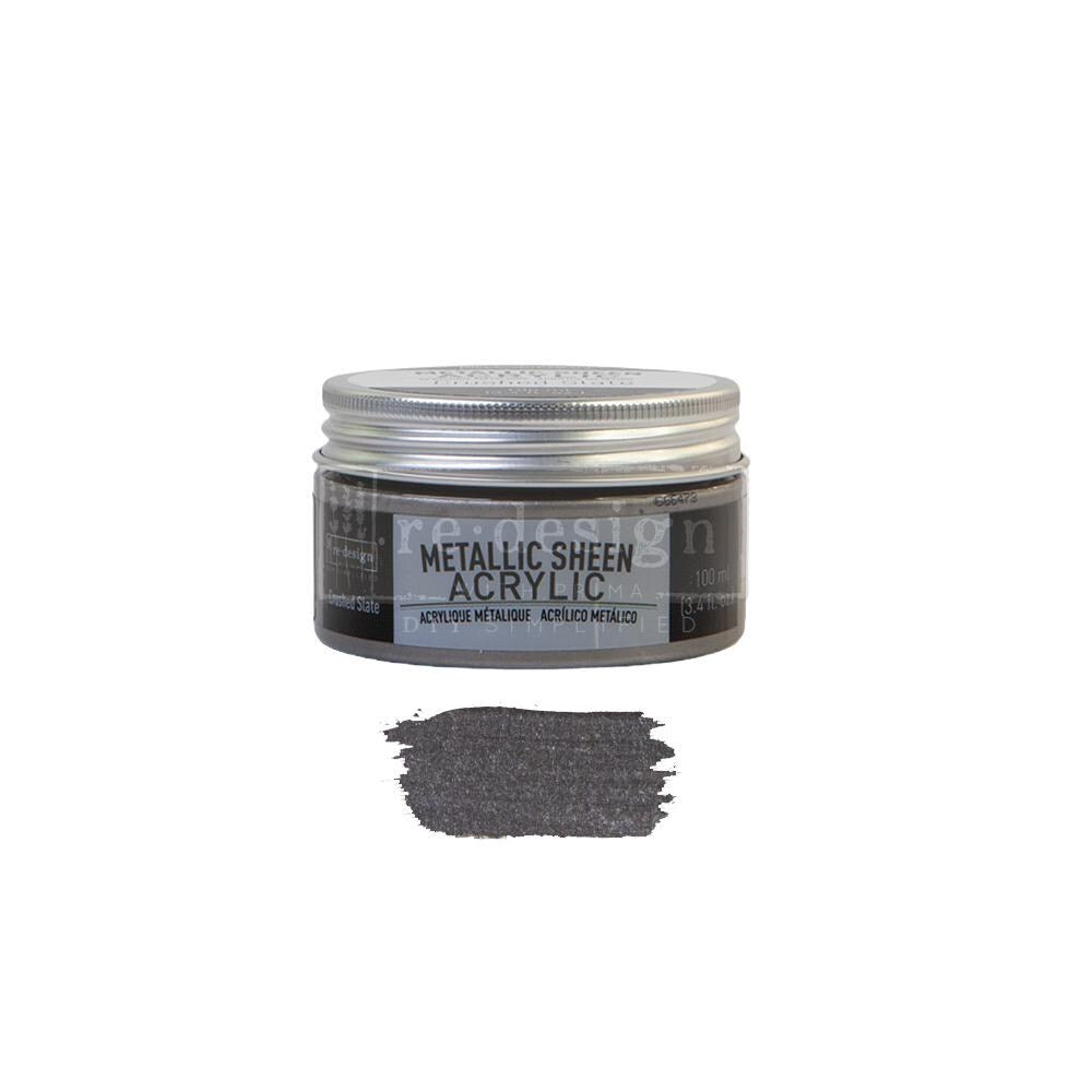 Metallic Sheen - Crushed Slate | Acrylic Paint |  1 Tin, 100 ml | Redesign with Prima