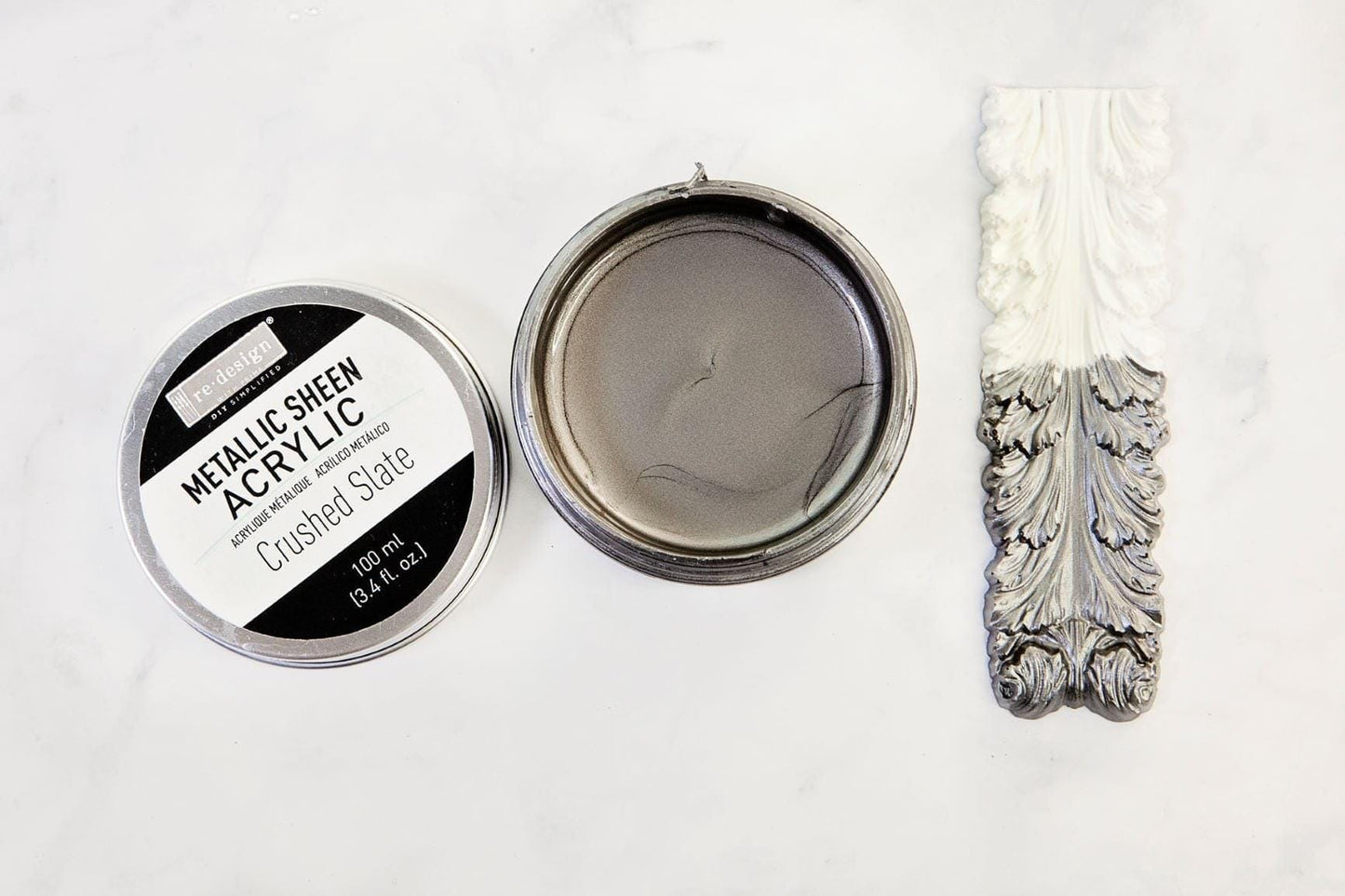 Metallic Sheen - Crushed Slate | Acrylic Paint |  1 Tin, 100 ml | Redesign with Prima