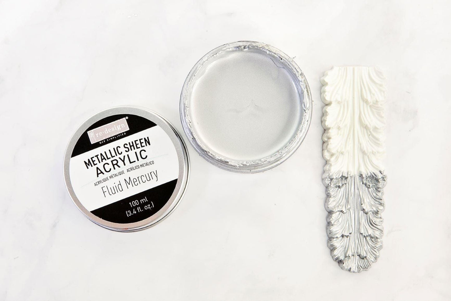 Metallic Sheen - Fluid Mercury | Acrylic Paint |  1 Tin, 100 ml | Redesign with Prima