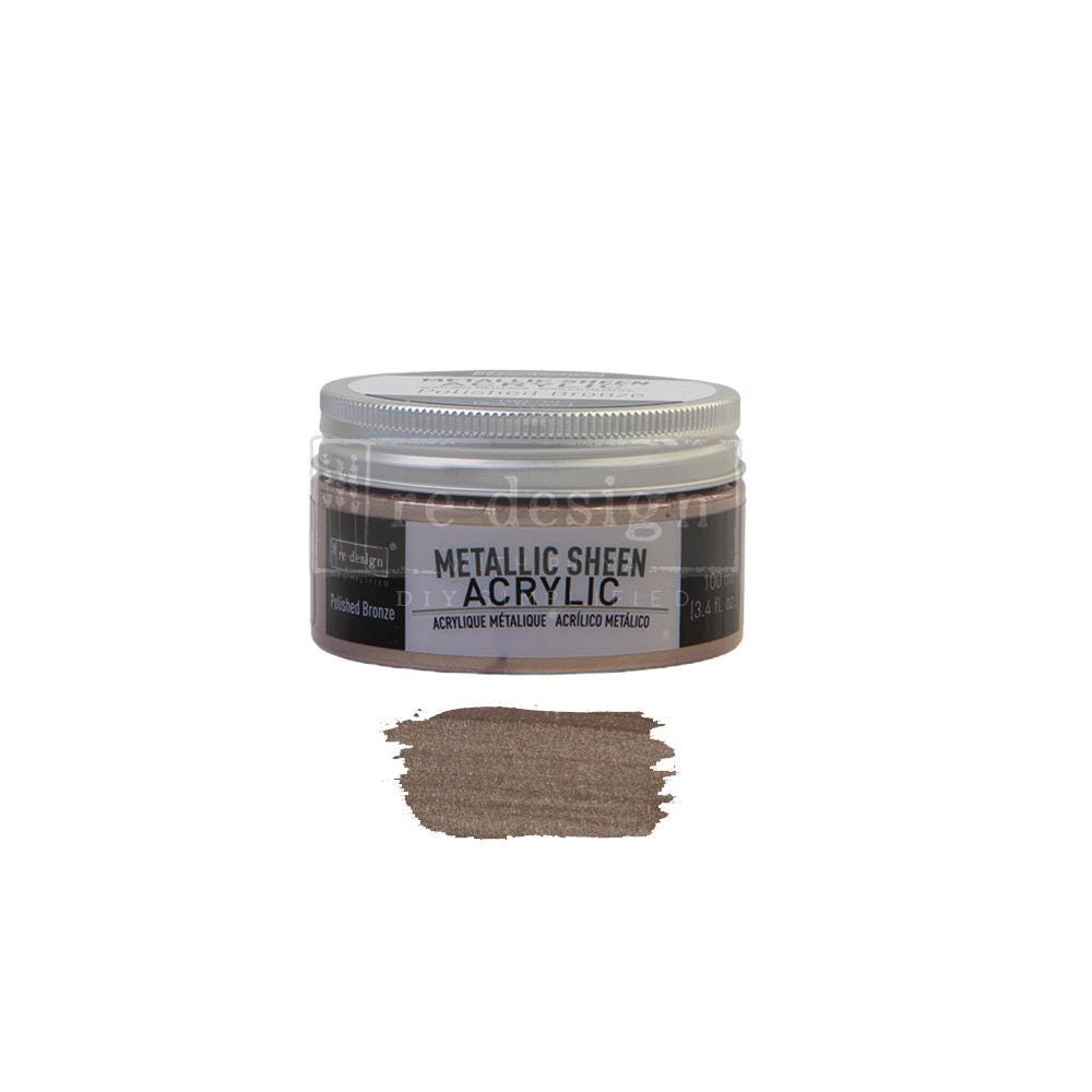 Metallic Sheen - Polished Bronze | Acrylic Paint |  1 Tin, 100 ml | Redesign with Prima