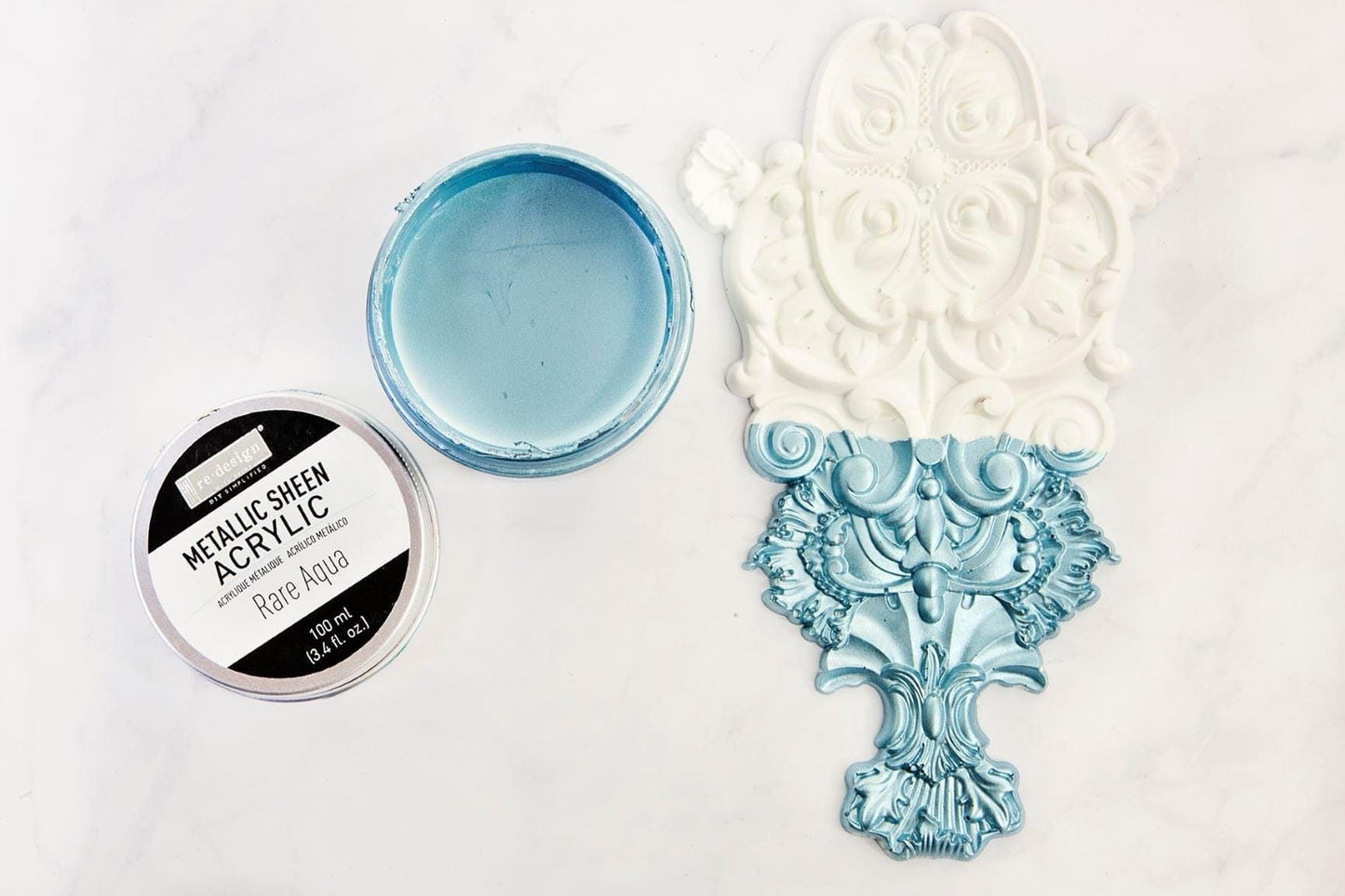 Metallic Sheen - Rare Aqua | Acrylic Paint |  1 Tin, 100 ml | Redesign with Prima