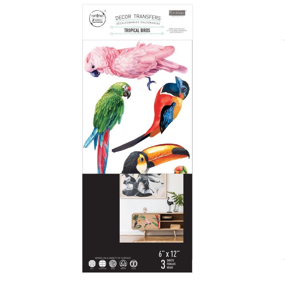 Mini Decor Transfer® - Tropical Birds | 6”x12” | Redesign with Prima