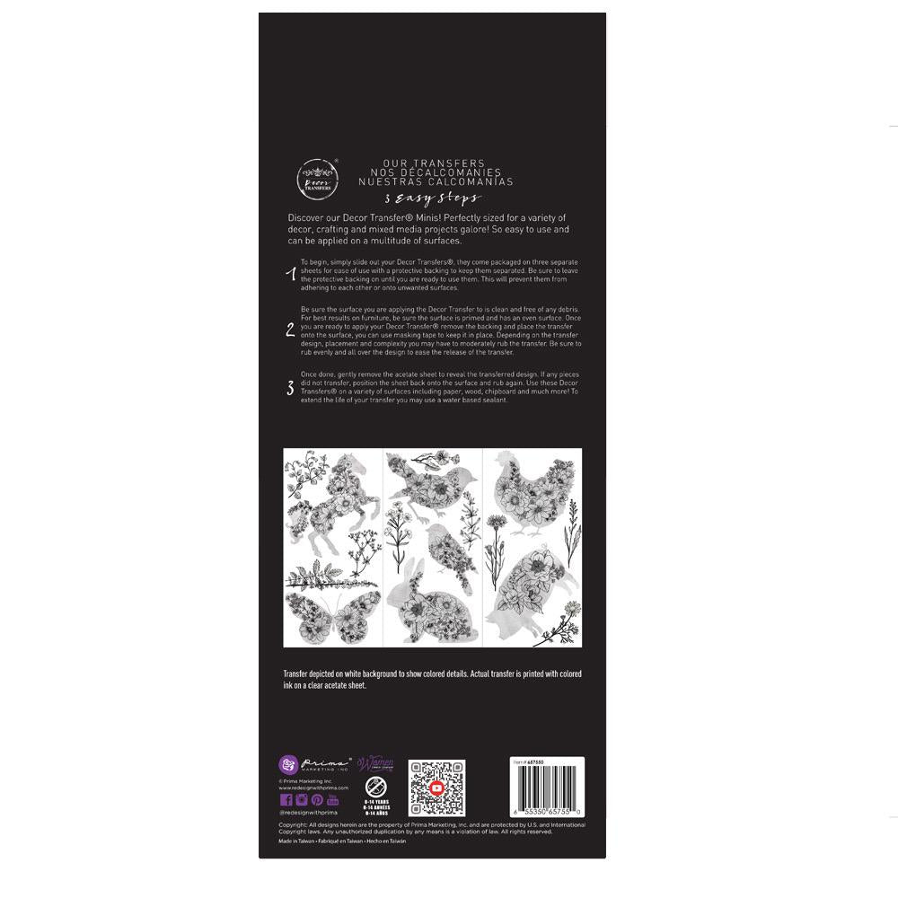 Mini Decor Transfers® - Scribbled Animals | 3 pc, 6”x12” | ReDesign with Prima