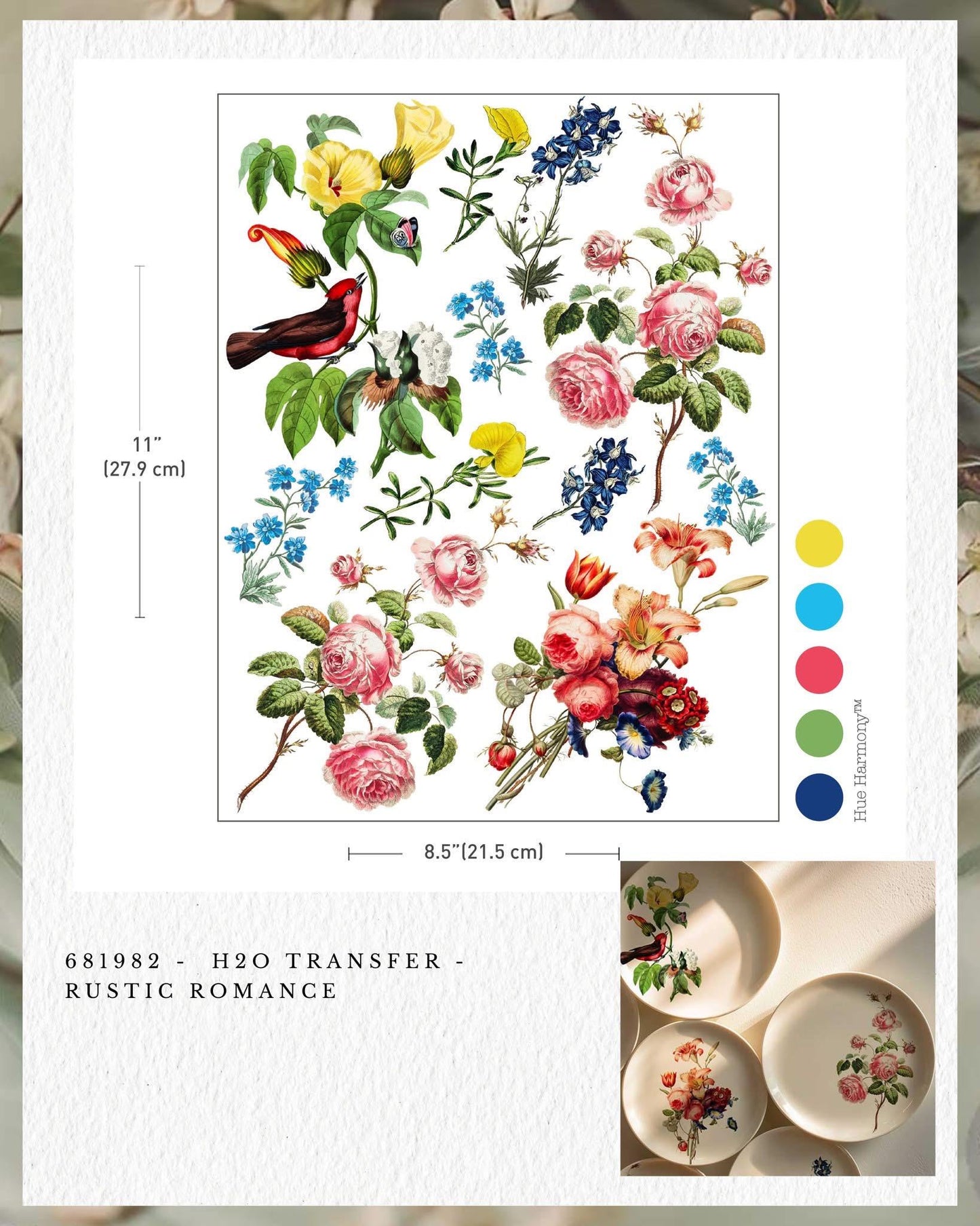 H2O Transfers - Rustic Romance | 8.5"x11"-1 sheet | Redesign with Prima