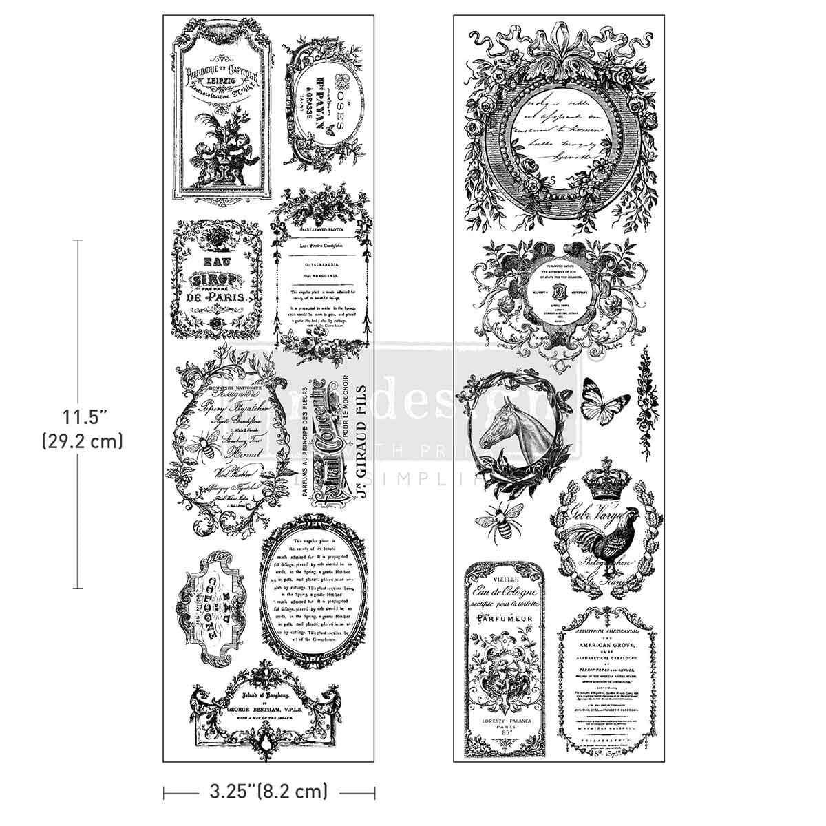Luxe Transfers - Romance En Fleur | 3.25"x11.5"-2 sheets | Labels | Redesign with Prima
