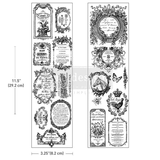 Luxe Transfers - Romance En Fleur | 3.25"x11.5"-2 sheets | Labels | Redesign with Prima