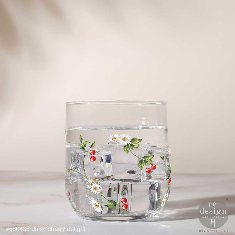 Luxe Transfers - Daisy Cherry Delight  | 3.25"x11.5"-2 sheets | Redesign with Prima