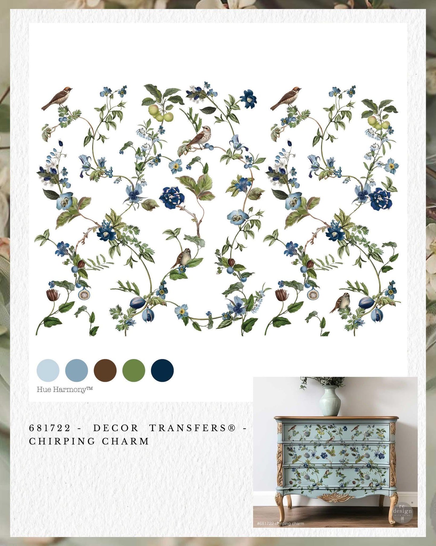 Large Decor Transfers® - Chirping Charm | 4 sheets, 24”x35” | Redesign with Prima