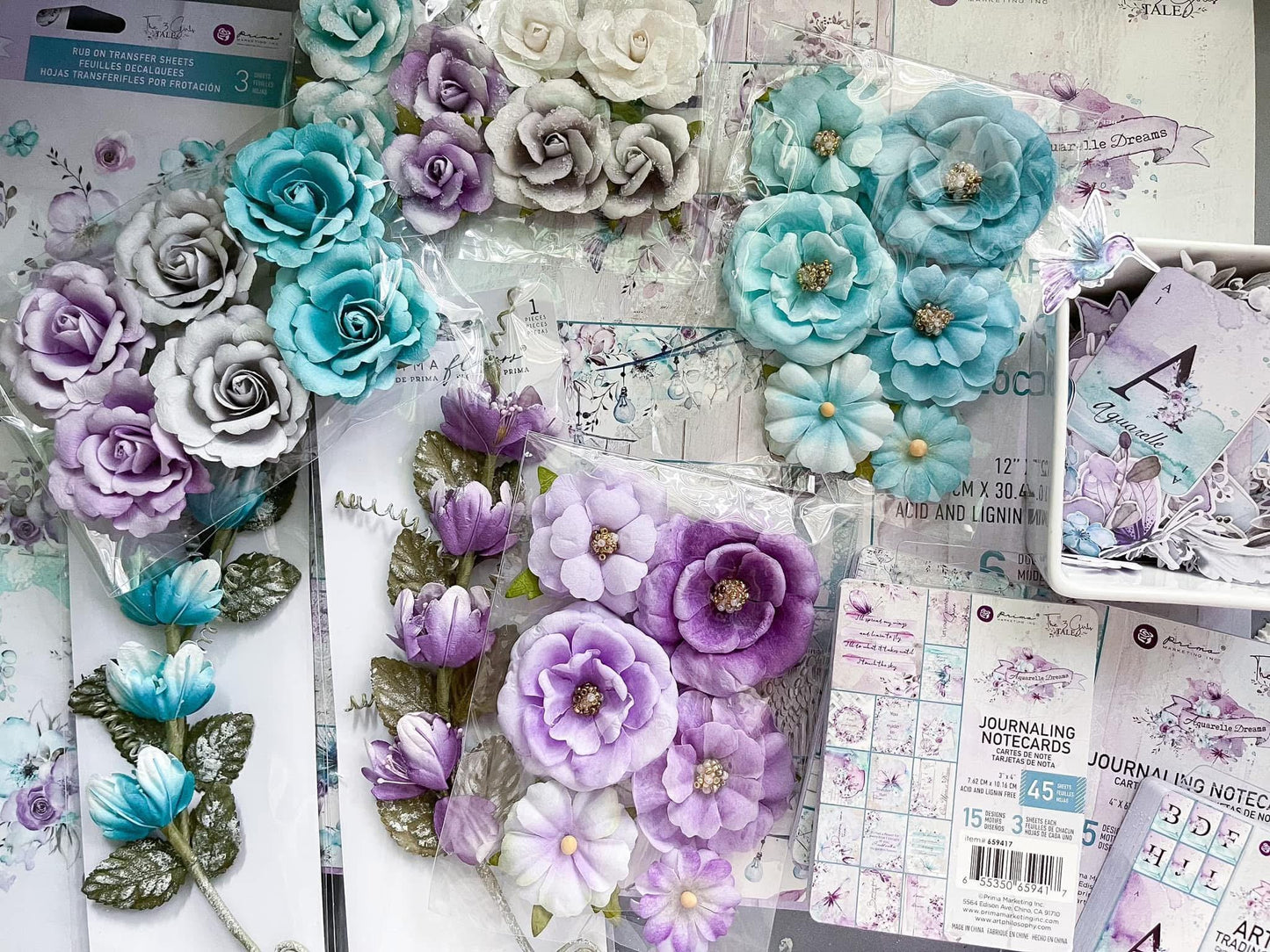 Aquarelle Dreams Collection Flowers - Passion, 6 pcs | Three Girls Tale | Prima Marketing Inc.