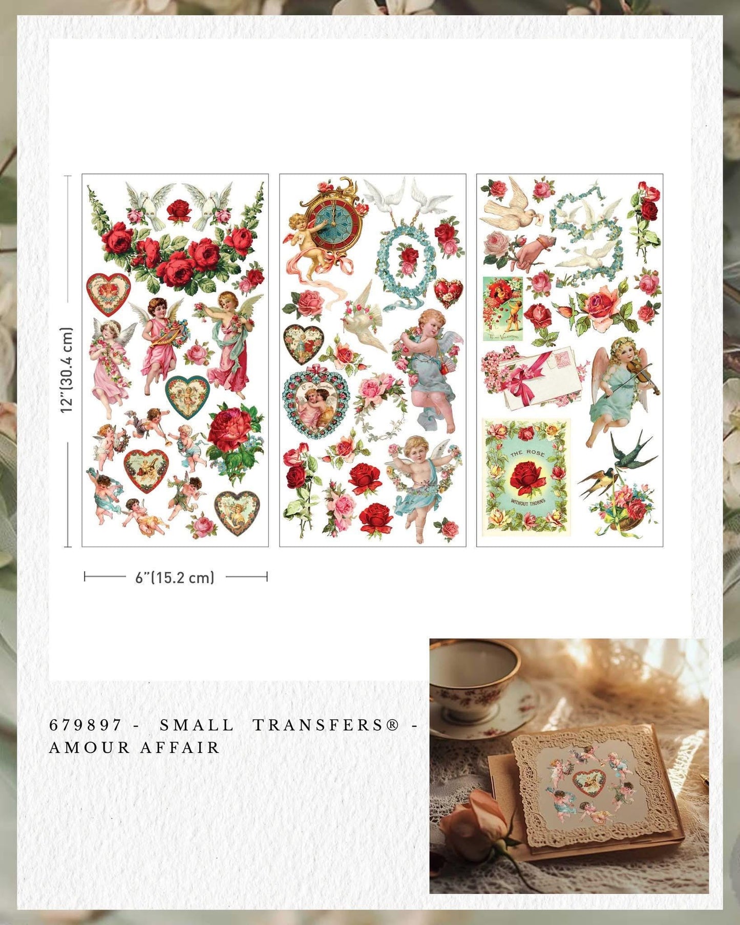 Mini Decor Transfers® - Amour Affair | 3 sheets, 6” x 12” | Hearts | Redesign with Prima