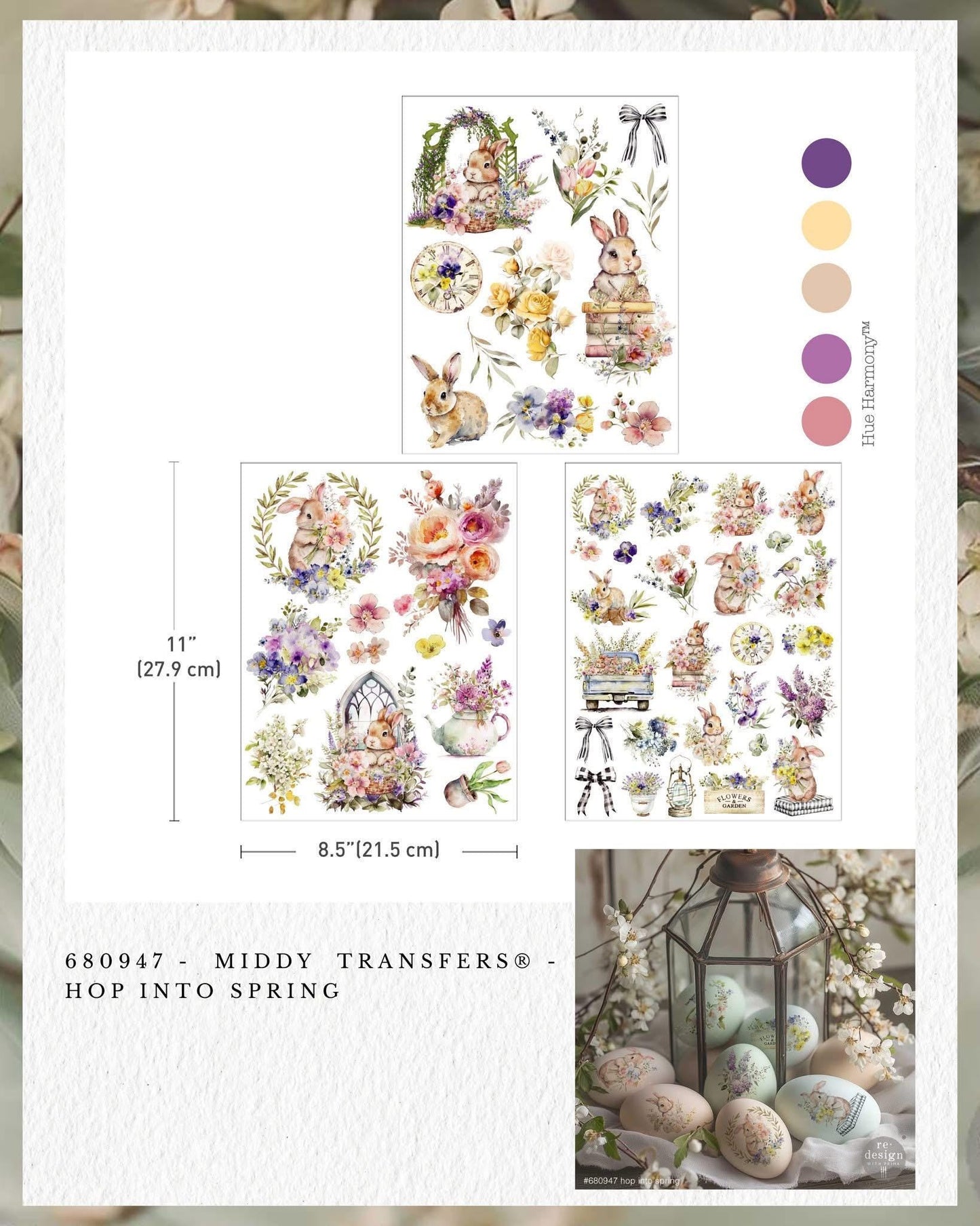 Middy Decor Transfers® - Hop Into Spring | 3 sheets, 8.5 x 11” | Redesign with Prima