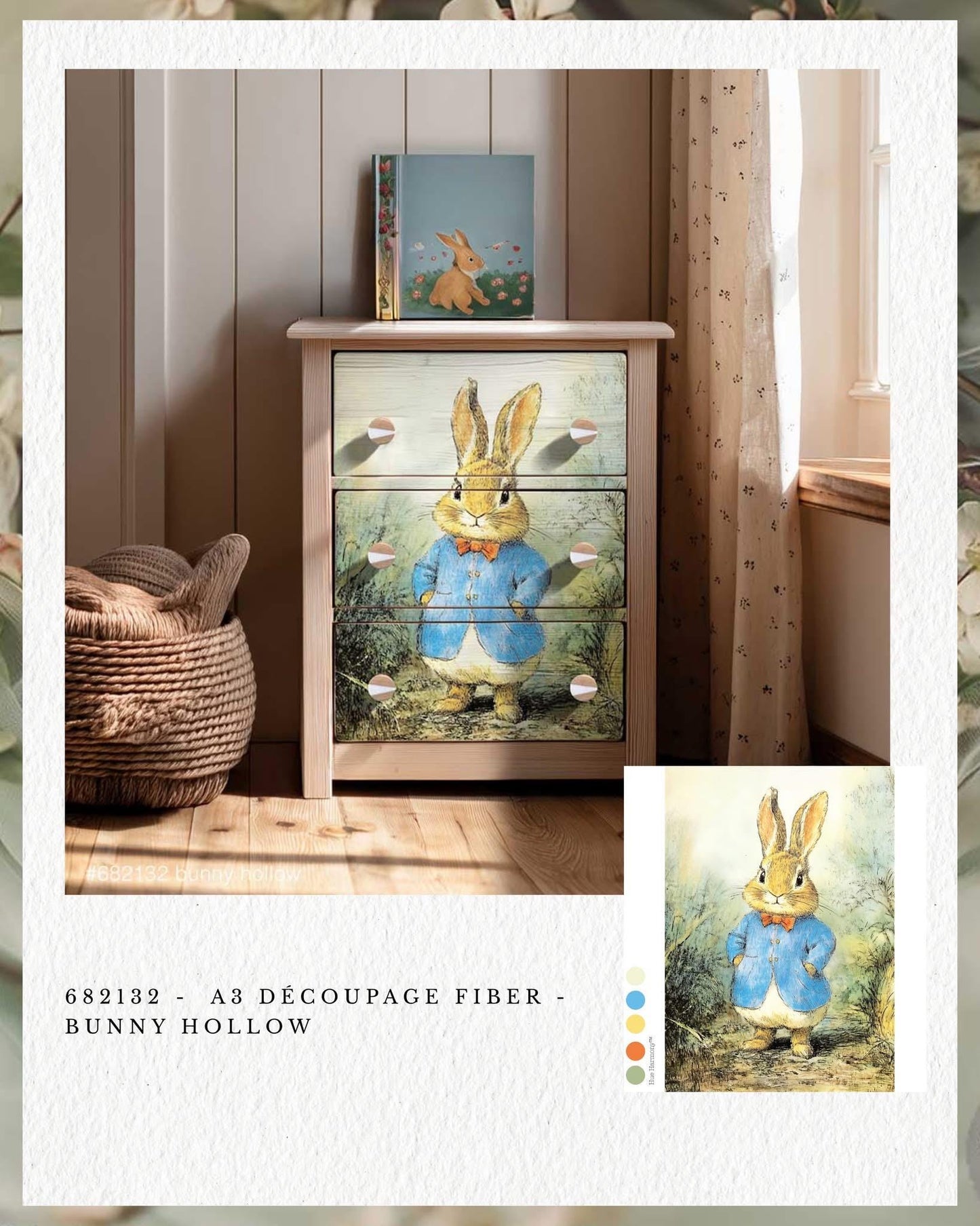 A3 Decoupage Fiber - Bunny Hollow | 1 sheet, 11.7"x16.5" | Redesign with Prima