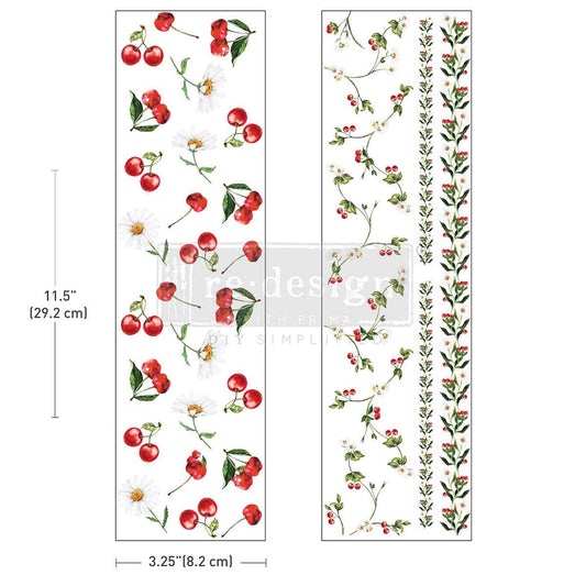 Luxe Transfers - Daisy Cherry Delight  | 3.25"x11.5"-2 sheets | Redesign with Prima