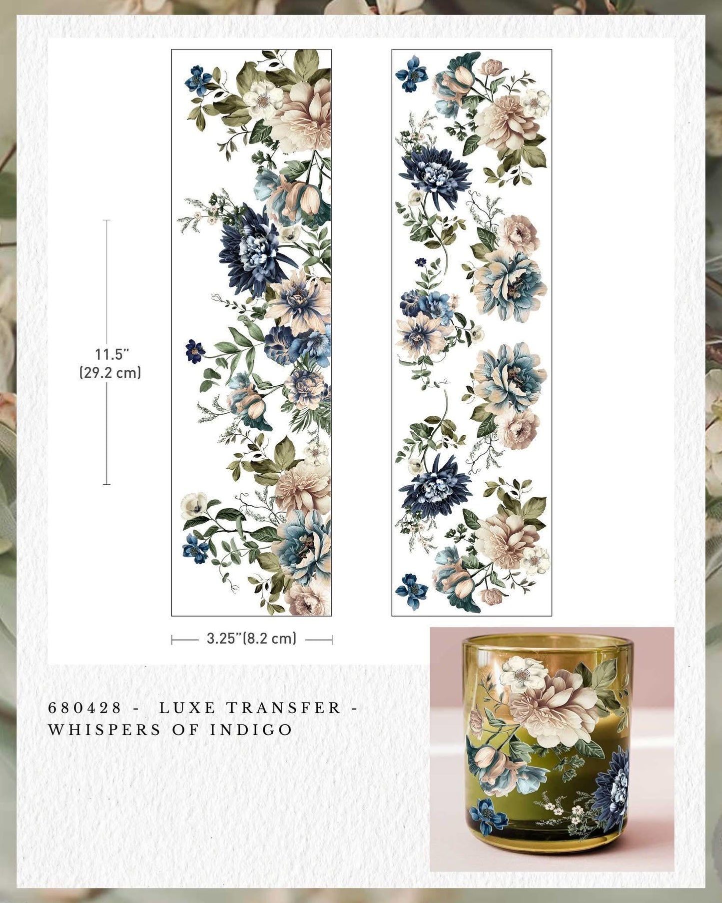 Luxe Transfers - Whispers of Indigo  | 3.25"x11.5" | Redesign with Prima